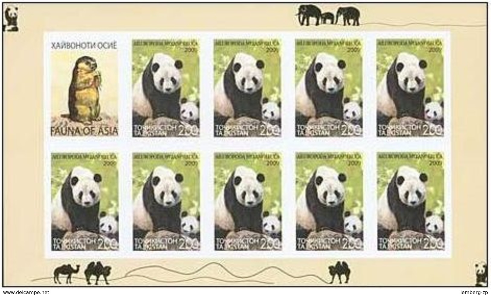 2069 - Tajikistan - 2009 - Animals Fauna Of Asia - 8 M/S Of 9v + 1 Label - Imperforated - MNH - Lemberg-Zp - Tajikistan