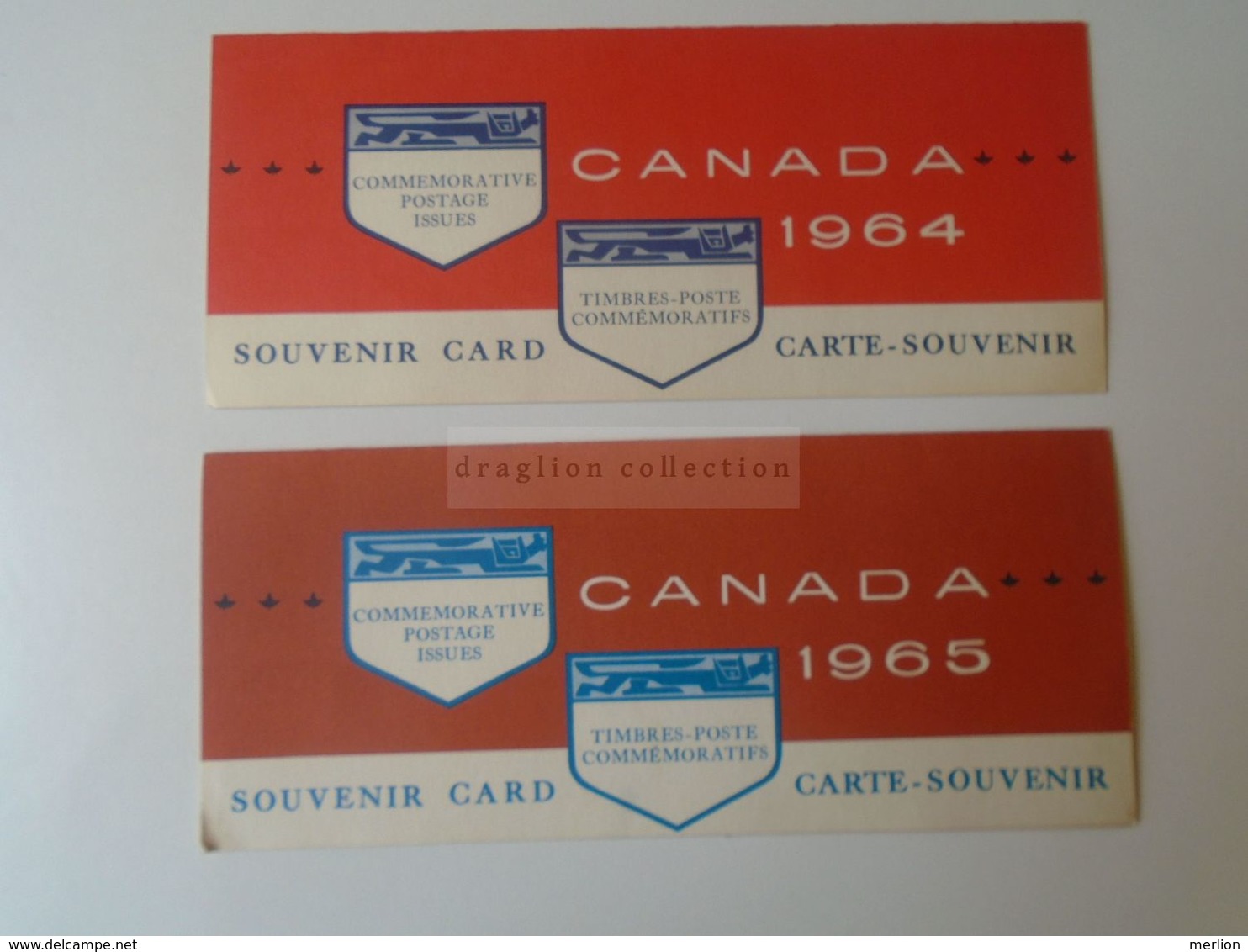 J1218   Canada 1964  Lot Of  2  Souvenir Cards  With Stamps Attached   1964/65 - Jahressätze Der Kanad. Post