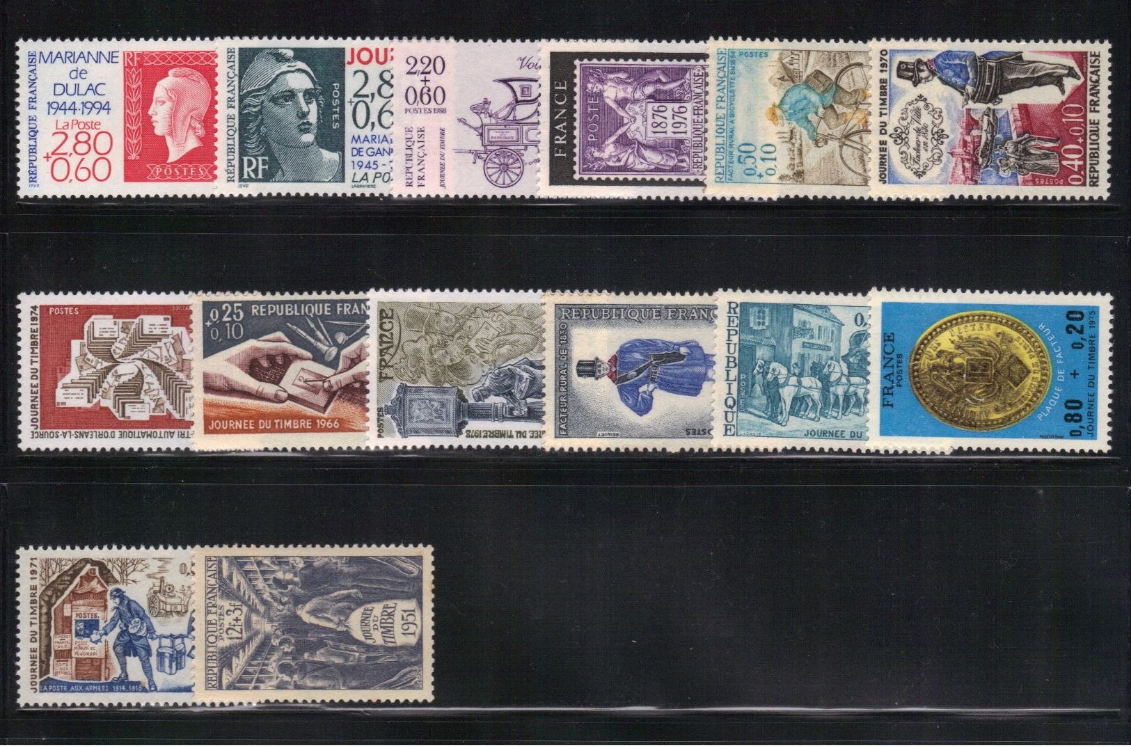 France 1951/95 Lot De 14 Timbres Neufs** MNH Journée Du Timbre (ac15) - Collectors