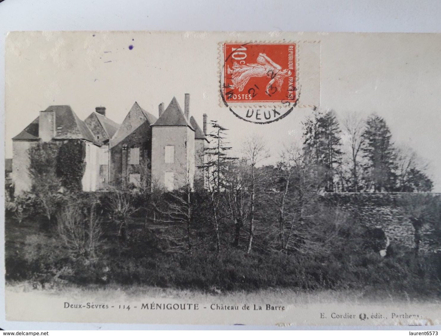 Carte Postale De Menigoute, Le Château De La Barre, 1913 - Other & Unclassified