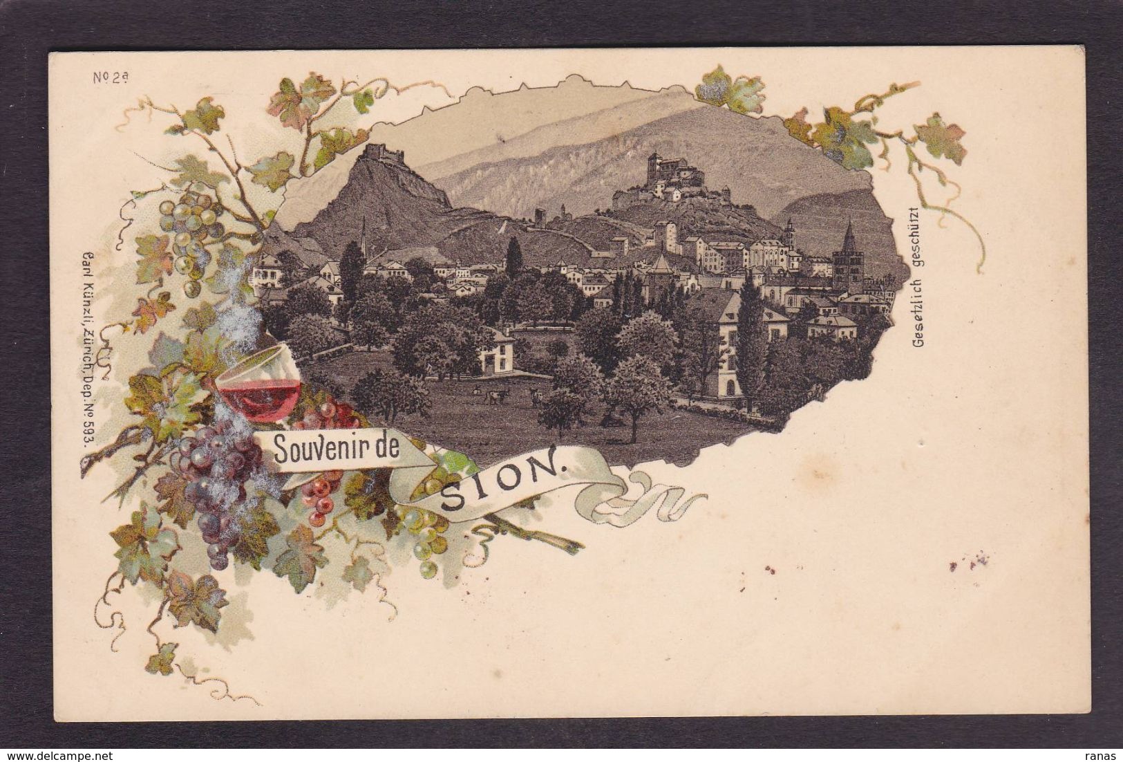 CPA Suisse Helvétia Schweiz Svizzera Non Circulé Litho Gruss Canton Du Valais SION - Sion