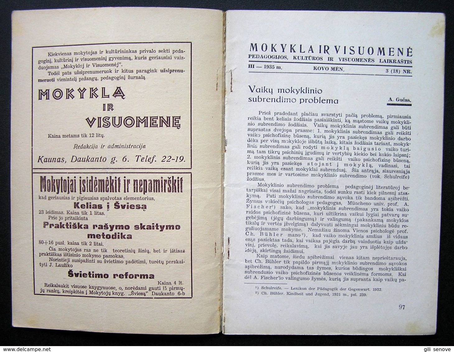 Lithuanian Magazine – Mokykla Ir Visuomenė No. 3 1935 - Tijdschriften