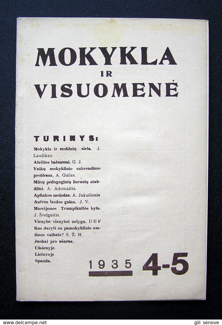 Lithuanian Magazine – Mokykla Ir Visuomenė No. 4-5 1935 - Revues & Journaux