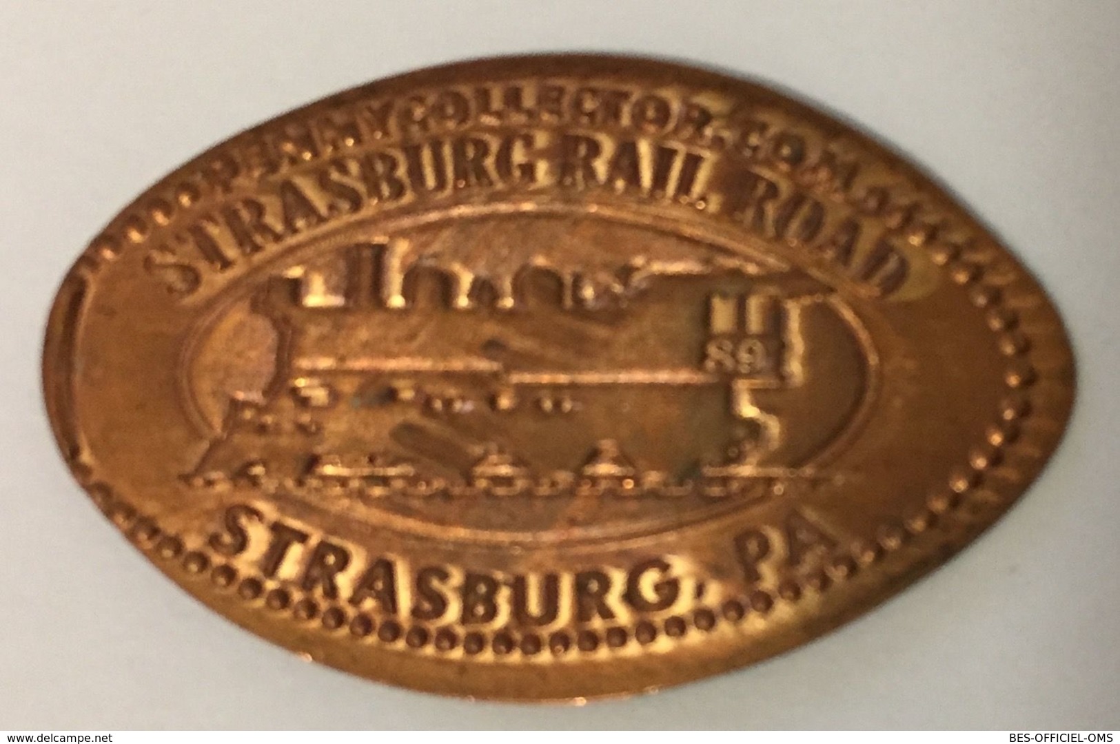 ÉTATS-UNIS USA STRASBURG RAIL ROAD LOCOMOTIVE TRAIN RAILWAY PIÈCE ÉCRASÉE PENNY ELONGATED COIN TOURISTIQUE TOKENS - Pièces écrasées (Elongated Coins)