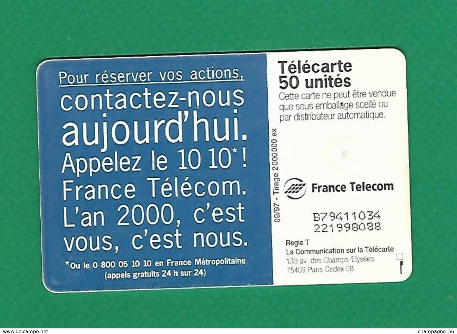 VARIÉTÉS FRANCE TÉLÉCARTE 1997 / 09  GEM2   ËTRE ACTIONNAIRE    50 UNITES   UTILISÉE - Fehldrucke