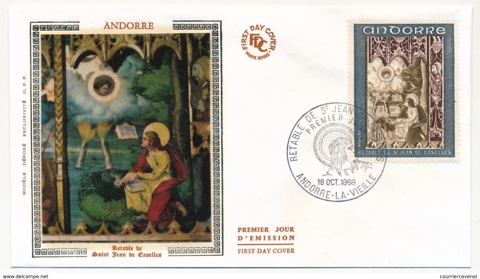 ANDORRE - 3 Enveloppes FDC Soie =>  Retable De St Jean De Caselles - 1969 - FDC