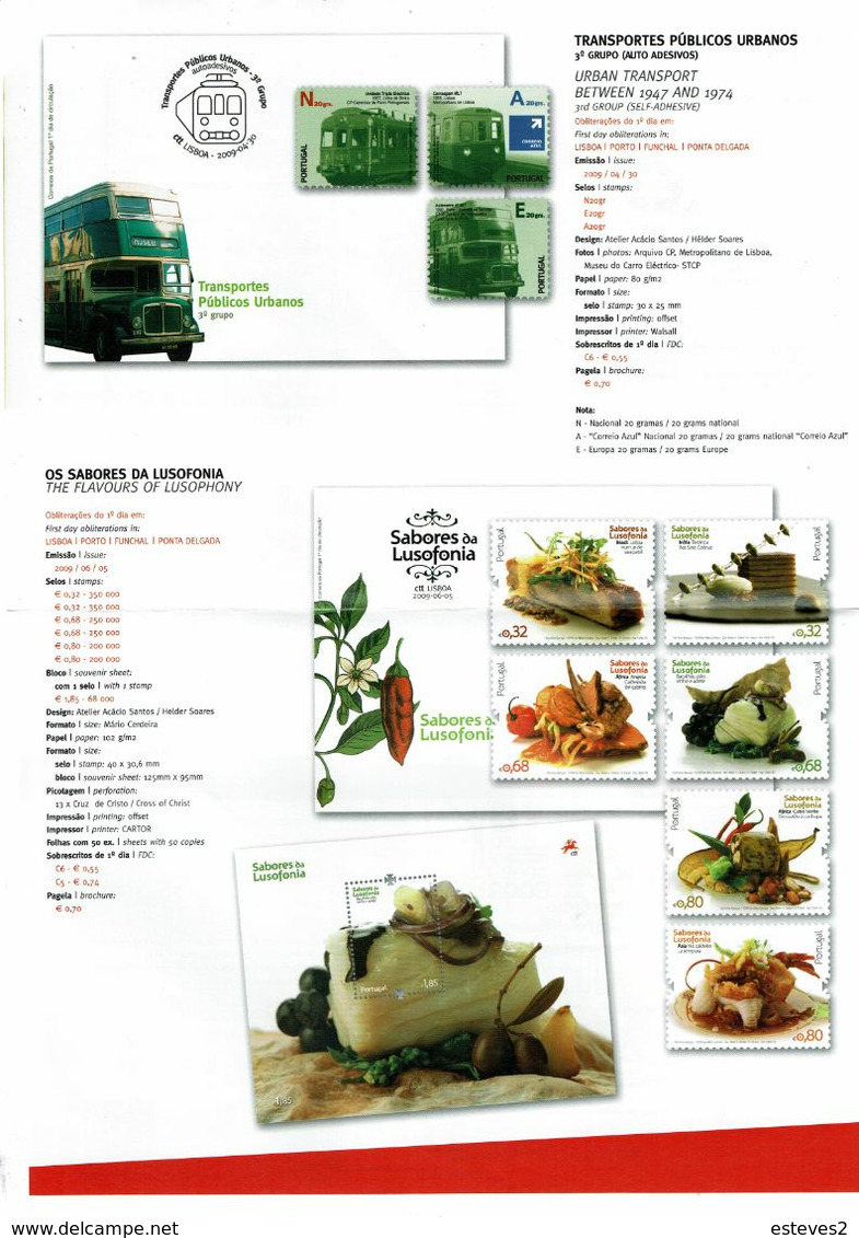 Portugal 2009 , Brochure , Pagela , Urban Transport , Flavours Of Lusophony , Recycling , Chaves , Aveiro , Beja - Autres & Non Classés