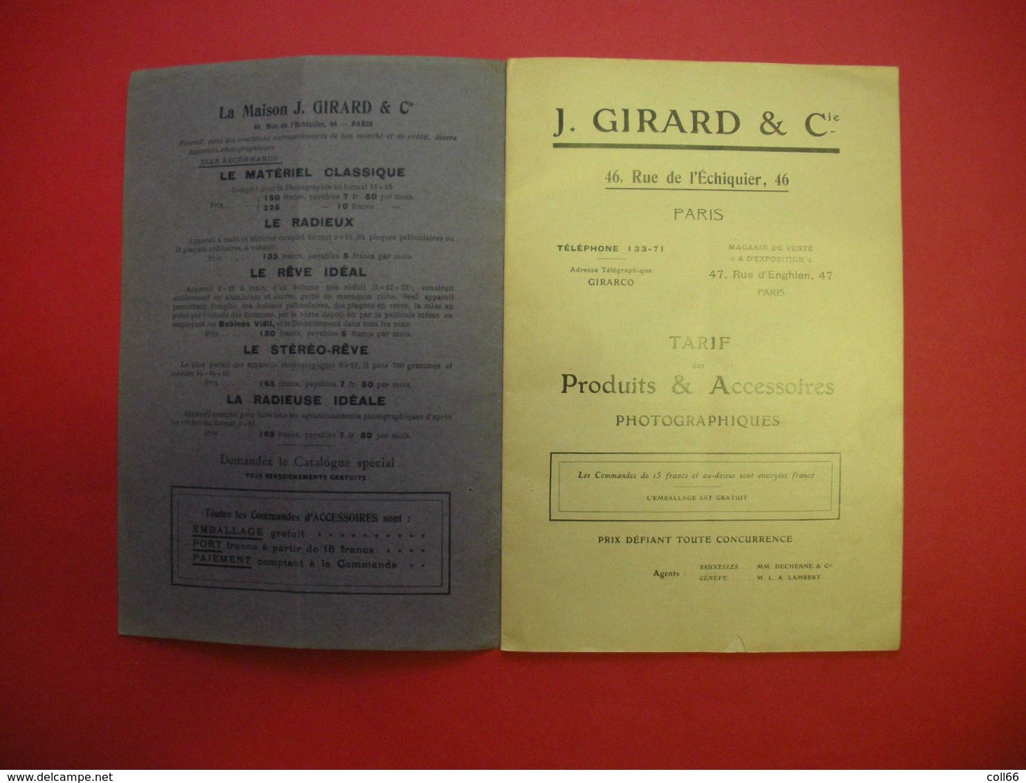 Catalogue Détaillé Tarif Et Produits Et Accessoires Photographiques J.Girard & Cie Nombreuses Illustrations 18.5x27.5cms - Andere & Zonder Classificatie