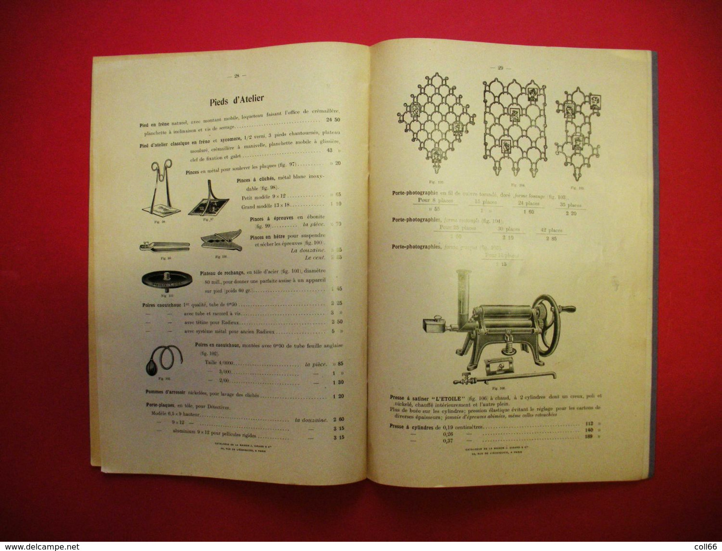 Catalogue détaillé Tarif et Produits et Accessoires Photographiques J.Girard & Cie nombreuses illustrations 18.5x27.5cms