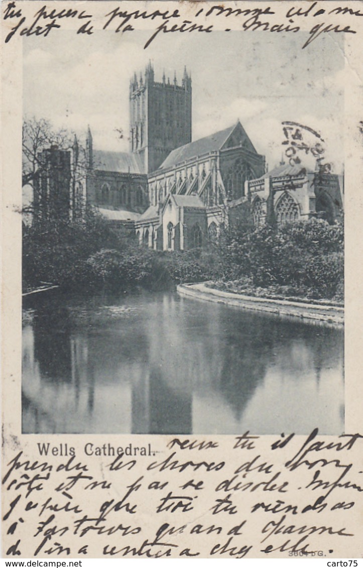 Royaume-Uni -Wells Cathedral - Postmarked 1903 Paris Lausanne - Wells