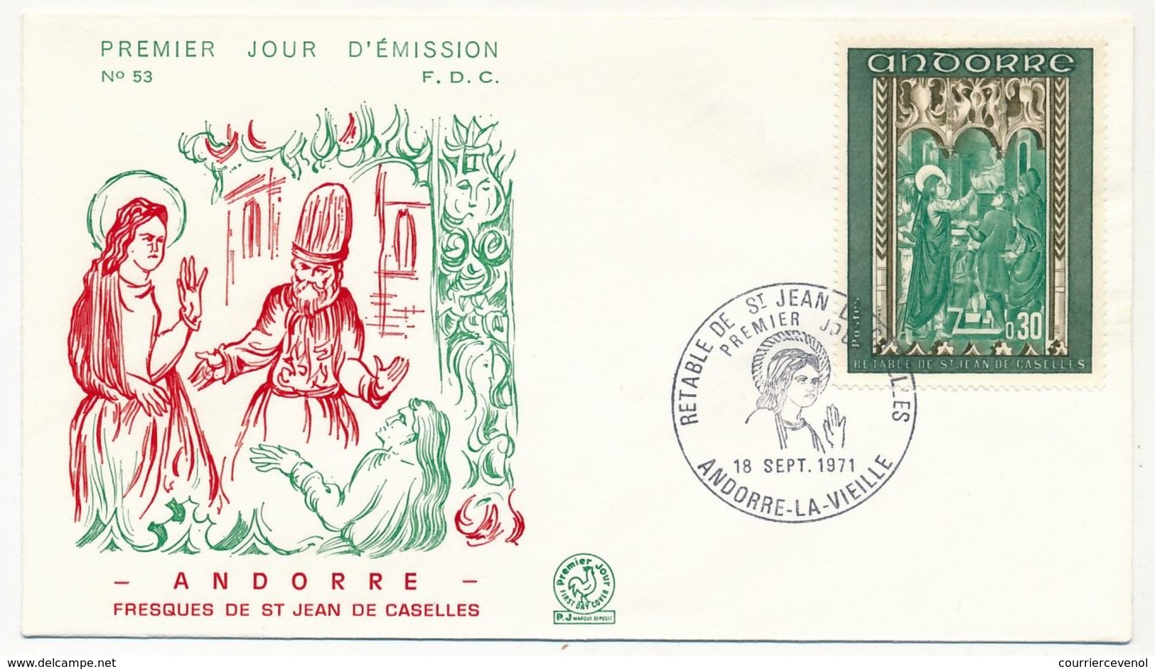 ANDORRE - 3 Enveloppes FDC =>  Retable De St Jean De Caselles - 1971 - FDC