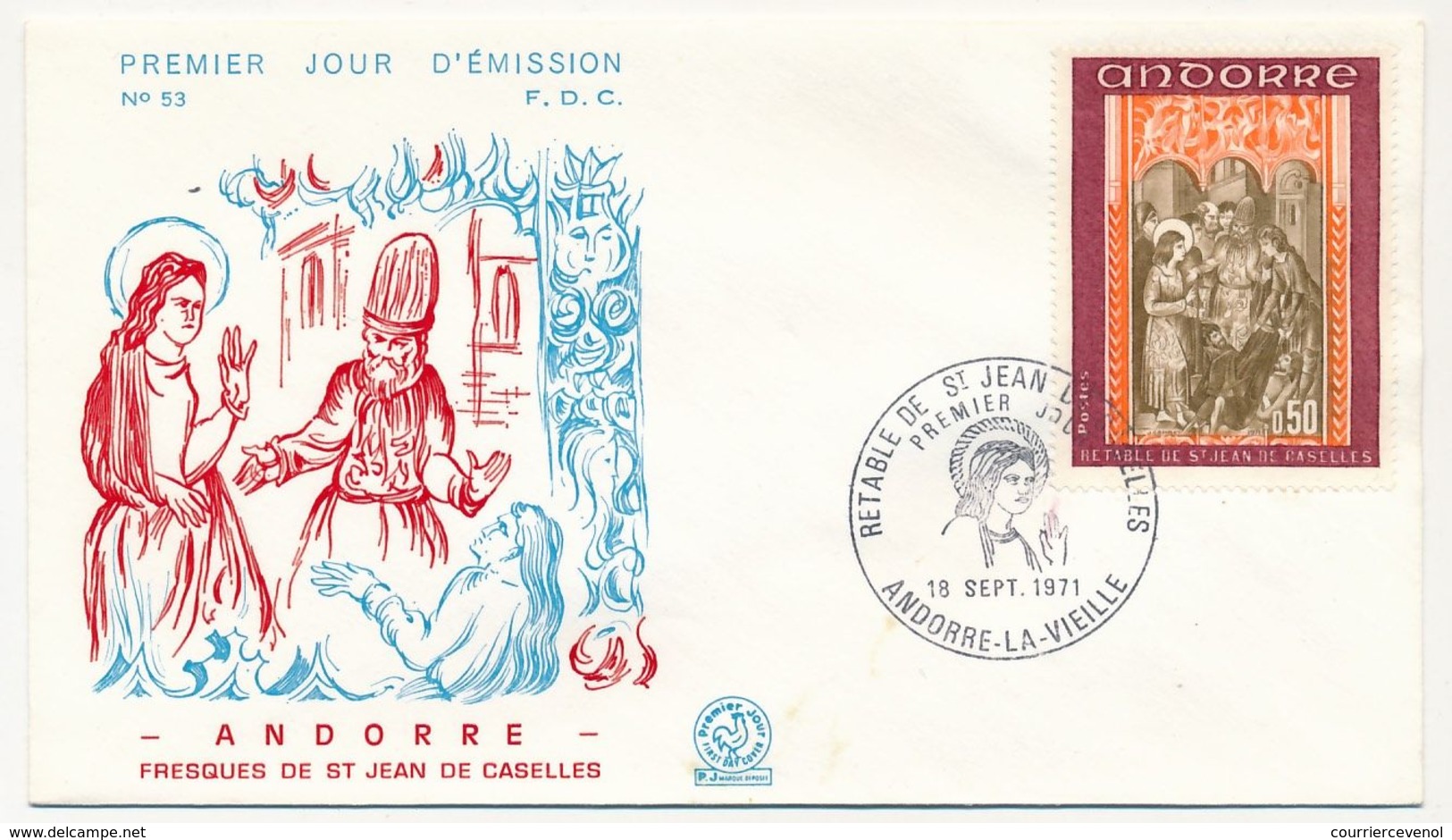 ANDORRE - 3 Enveloppes FDC =>  Retable De St Jean De Caselles - 1971 - FDC