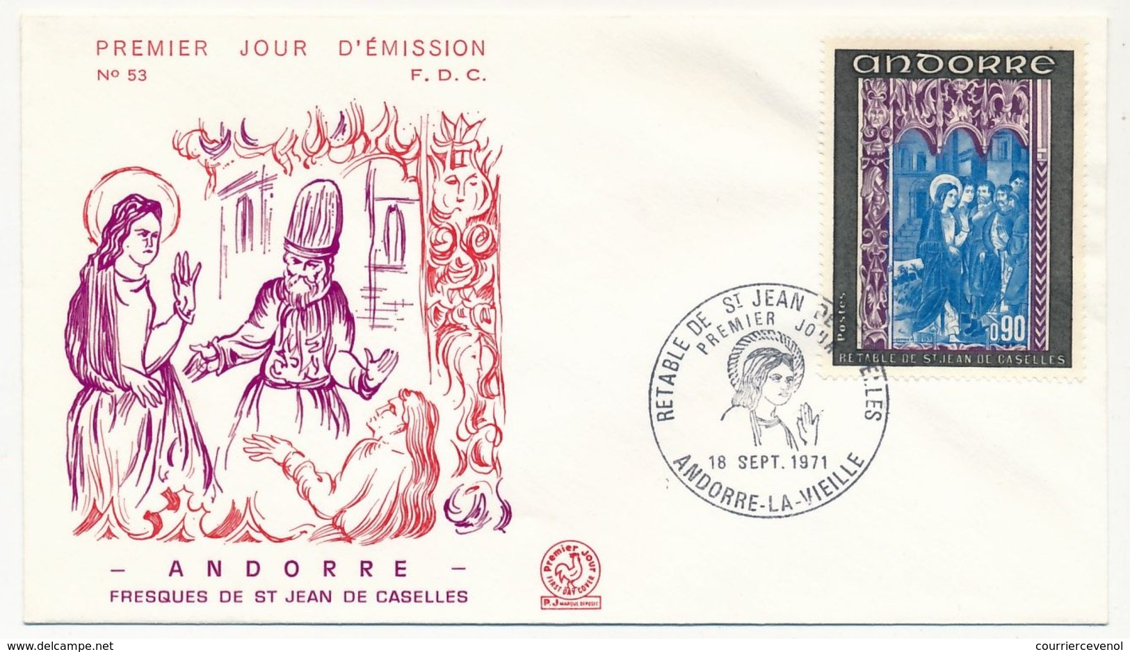 ANDORRE - 3 Enveloppes FDC =>  Retable De St Jean De Caselles - 1971 - FDC