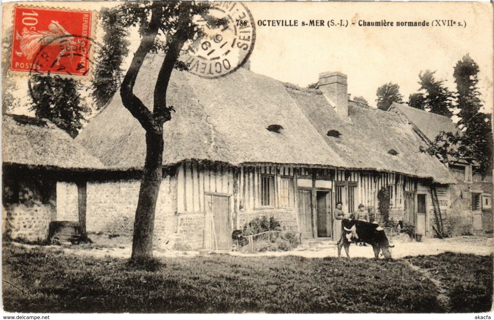 CPA OCTEVILLE-sur-MER - Chaumiere Normande (105638) - Octeville