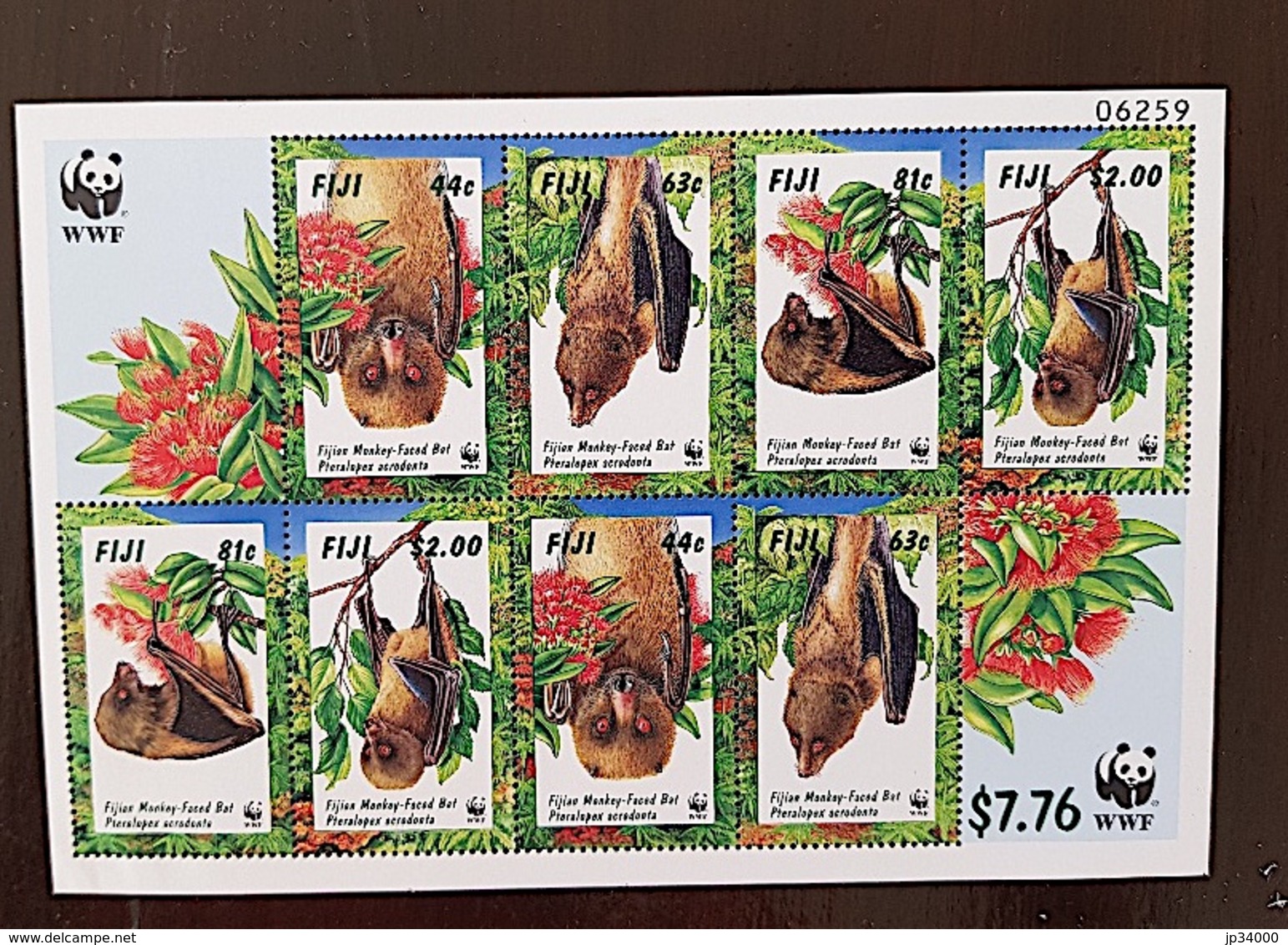 FIDJI Wwf, Chauve Souris, Bat, Muerciélago. Feuillet Des N° Yvert  813/16. ** MNH - Chauve-souris