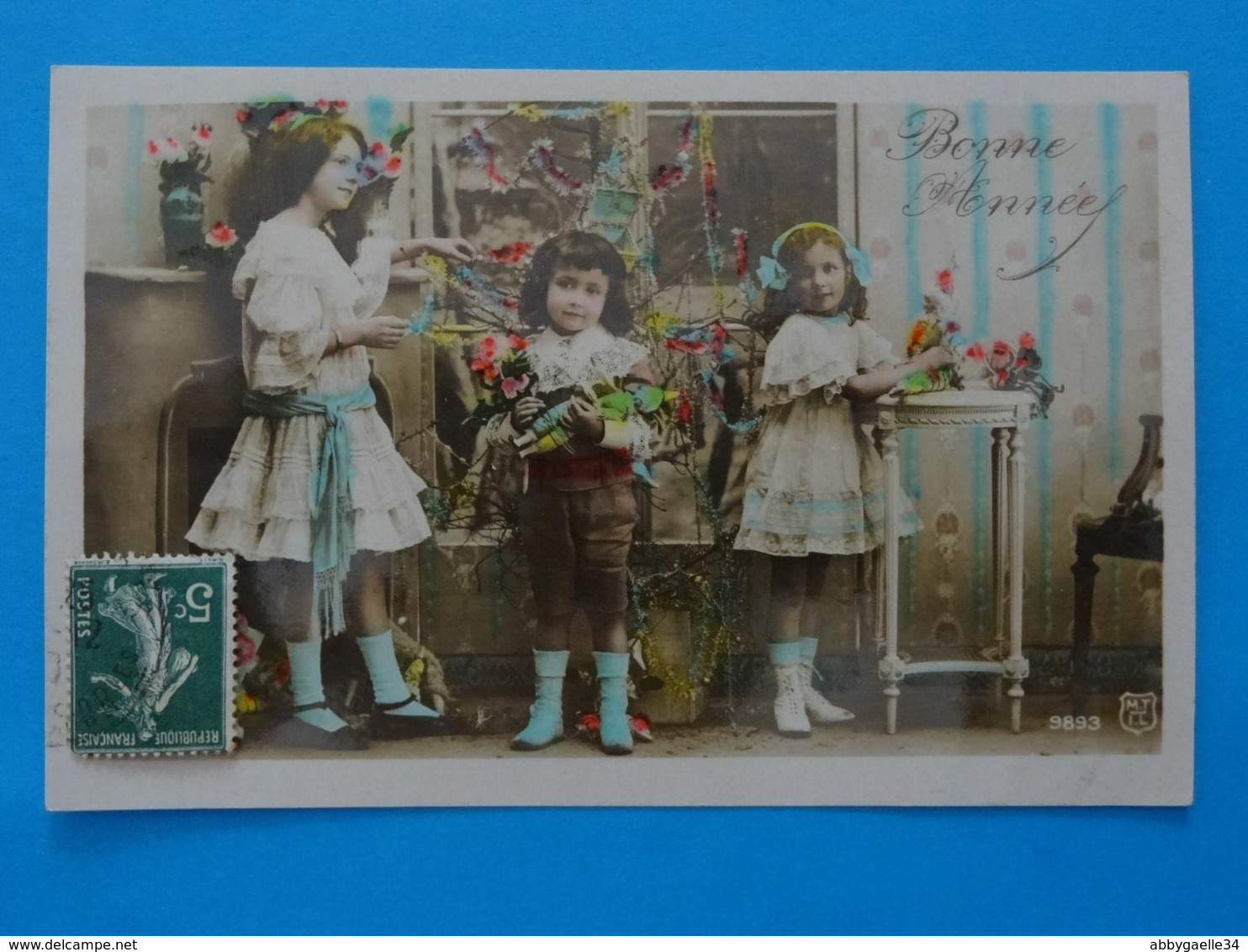 Série 9863 M.I.L.T. CPA Avant 1910 Fille Garçon Enfant "Bonne Année" Sapin De Noël Jouet Tirage Brillant - Abbildungen