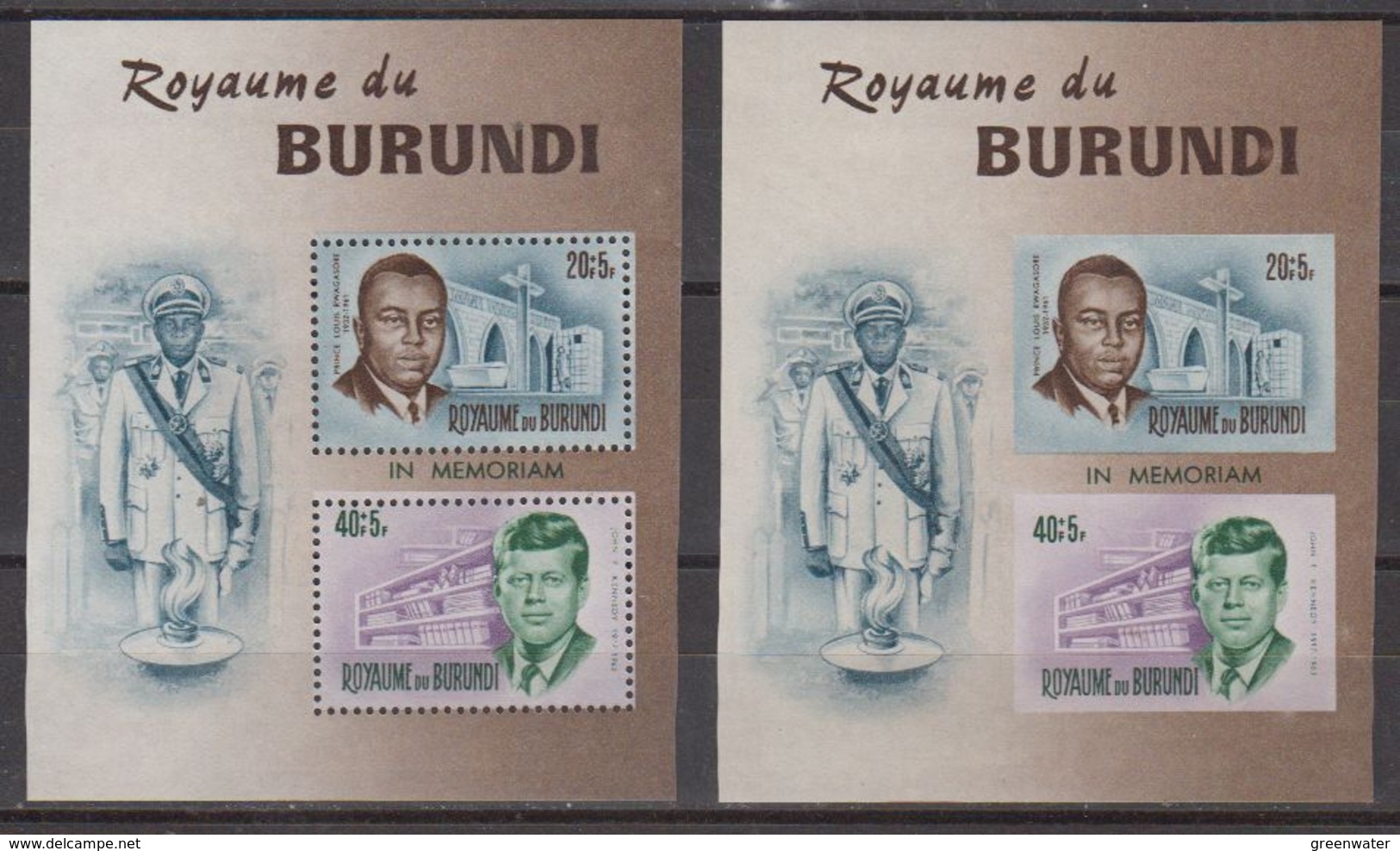 Burundi 1996 John F. Kennedy 2 M/s (perforated & IMPERFORATED) ** Mnh (49063) - Ongebruikt