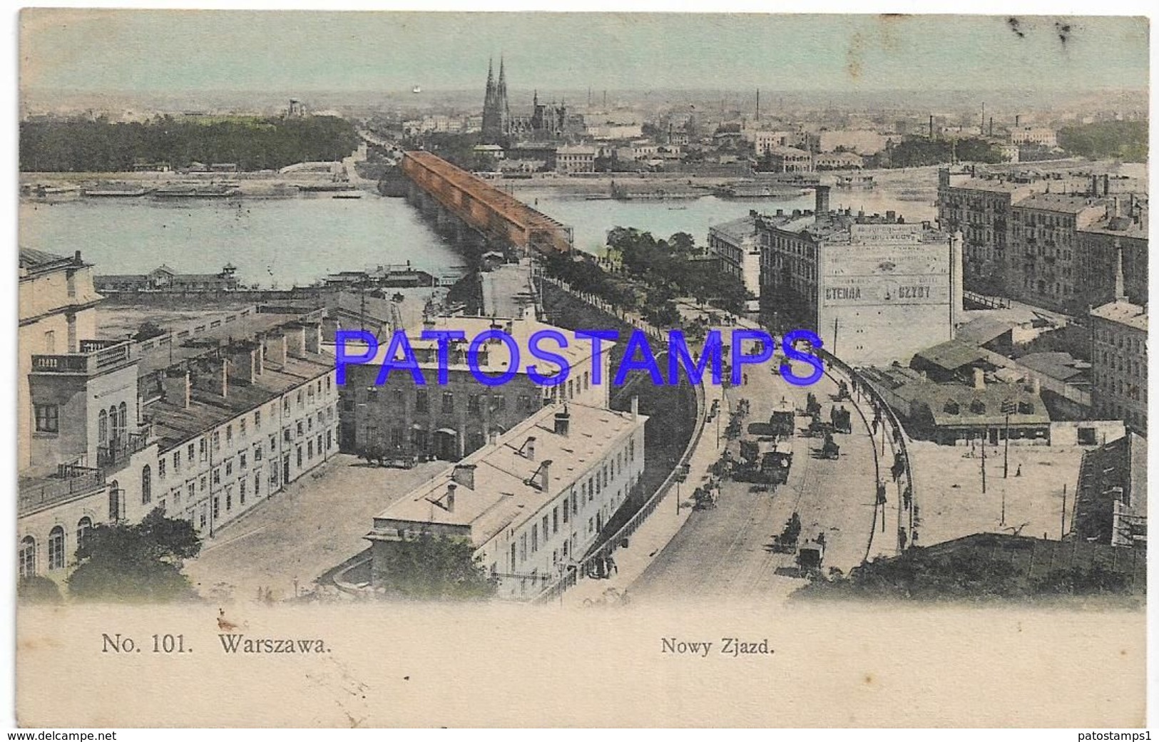 138878 POLAND WARSAWA NOWY ZJAZD VIEW PARTIAL & TRAMWAY CIRCULATED TO BELGIUM POSTAL POSTCARD - Poland