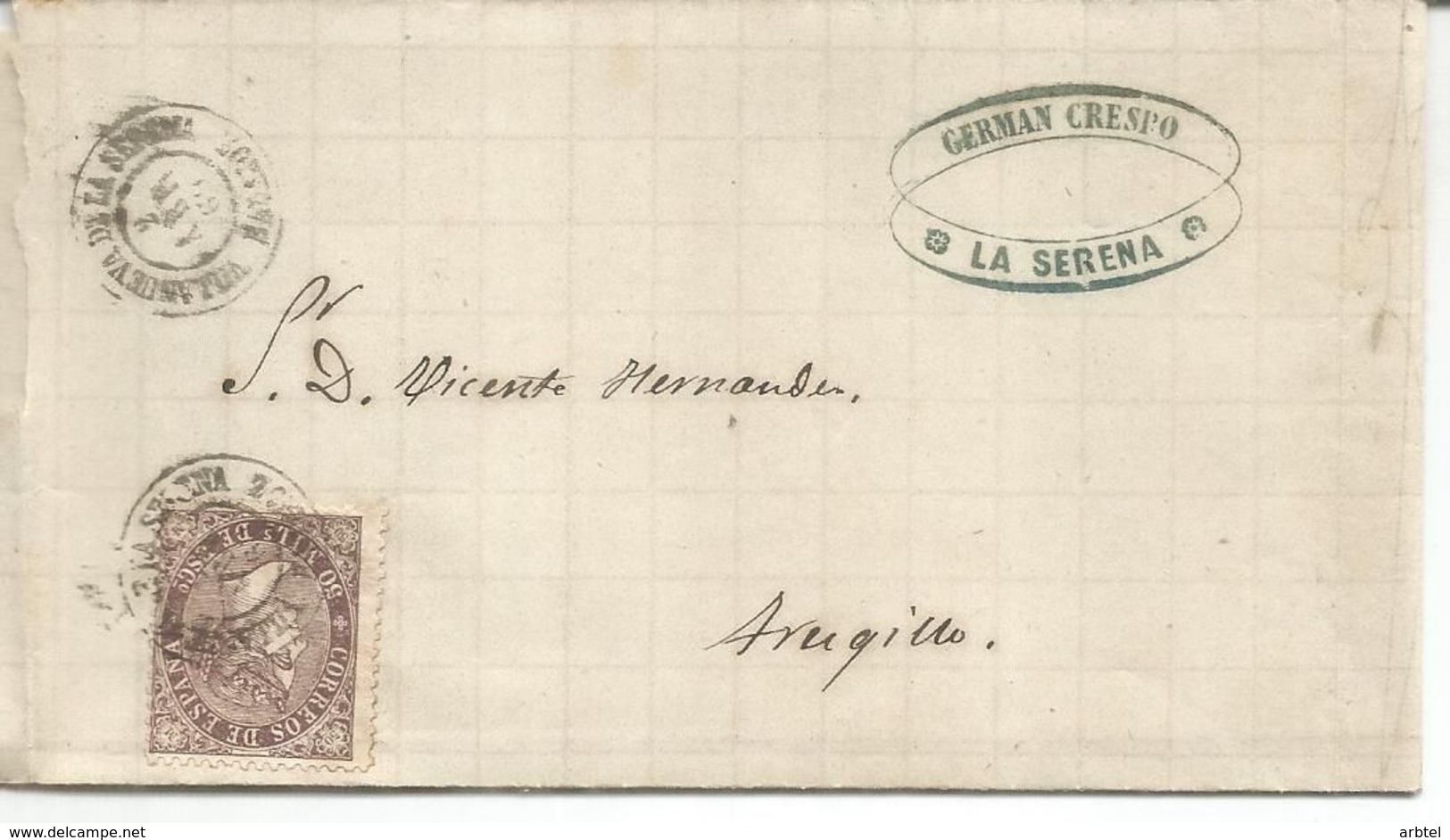 VILLANUEVA DE LA SERENA BADAJOZ A TRUJILLO CACERES ENVUELTA ISABEL II - Lettres & Documents