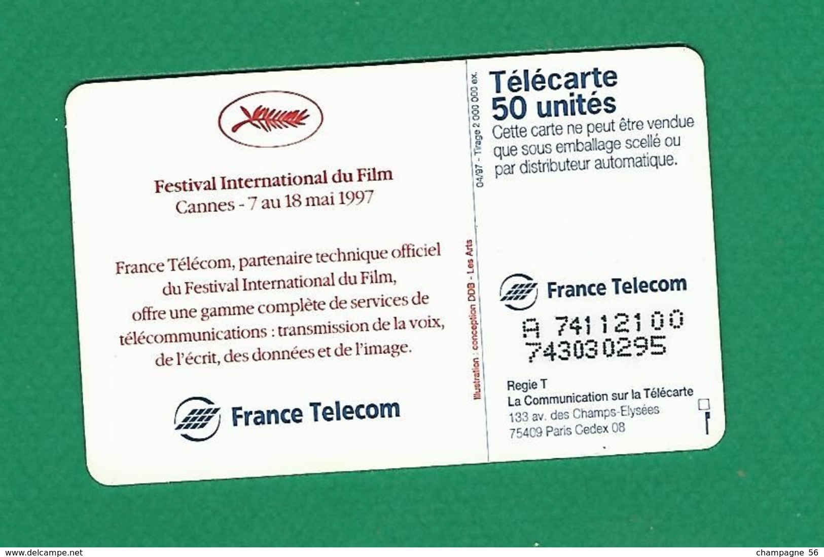 VARIÉTÉS FRANCE TÉLÉCARTE 1997 / 04  SO3 CANNES   50 UNITES   UTILISÉE - Errors And Oddities