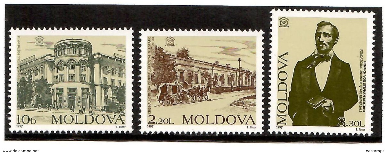 Moldova 1997 . Post Day (Posts, H.Stephan). 3v: 0.10,2.20,3.30L.    Michel #  244-46 - Moldavie