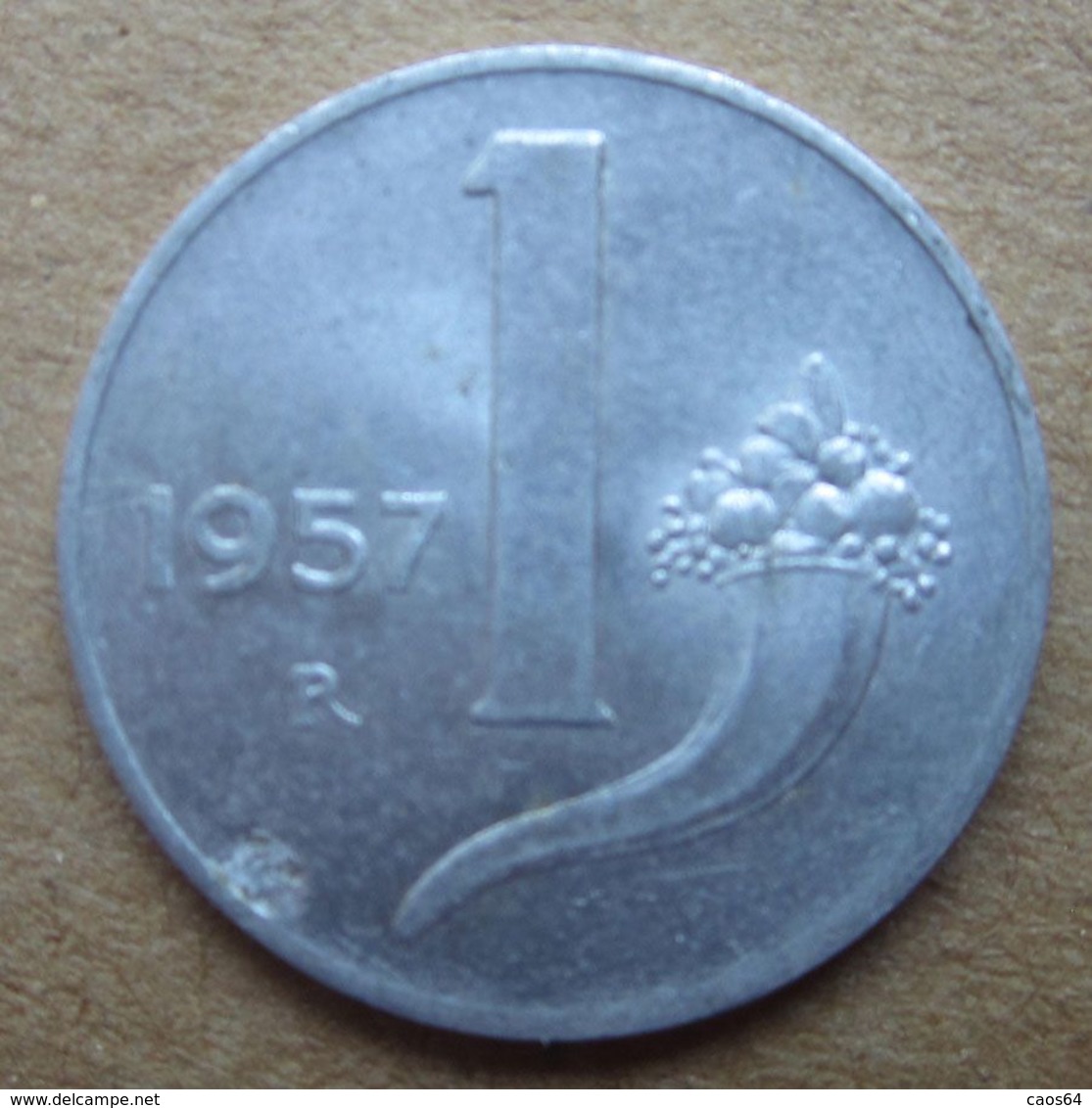 1957 R - ITALIA 1 Lira Cornucopia / Bilancia - Circolata - 1 Lira