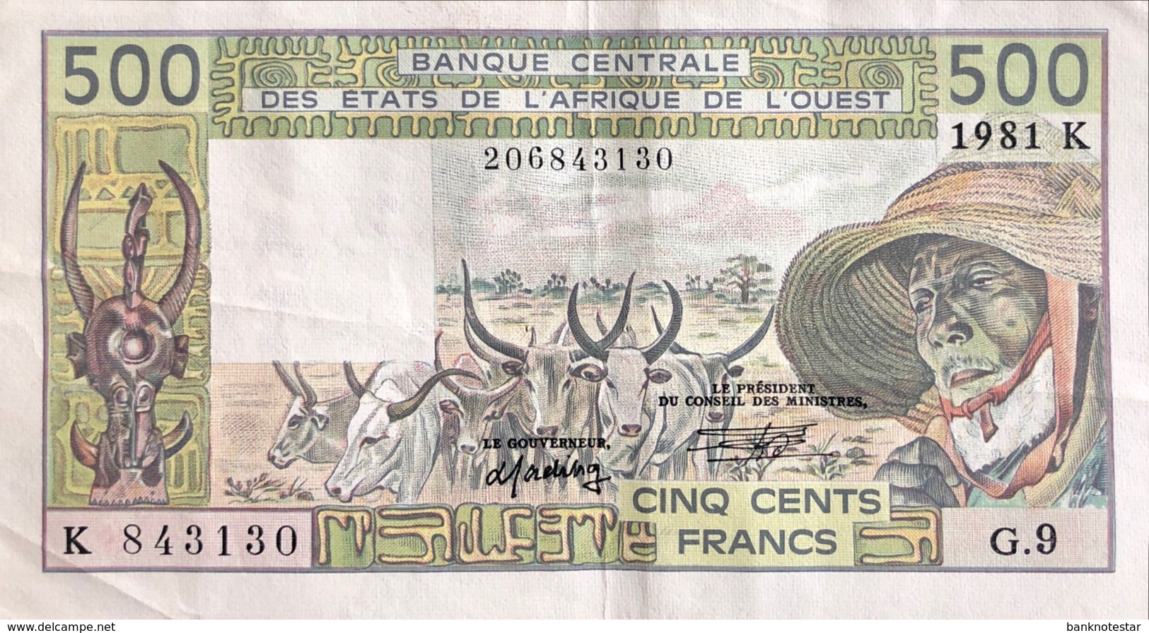 West African States 500 Francs, P-706Kc (1981) - Very Fine - West African States