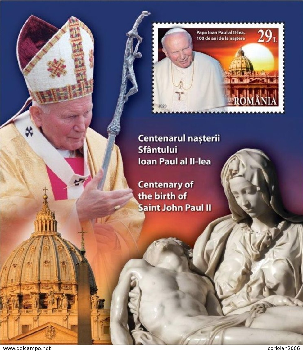 Romania 2020 / Centenary Of The Birth Of Saint John Paul II / S/s - Papas