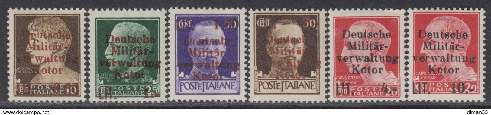 ITALIA - Cattaro (Kotor) Occ. Tedesca - Deutsche BESETZUNG - N. 1-6 - Cat. 3000 Euro - Diverse Varietà - MNH** - Ocu. Alemana: Cattaro