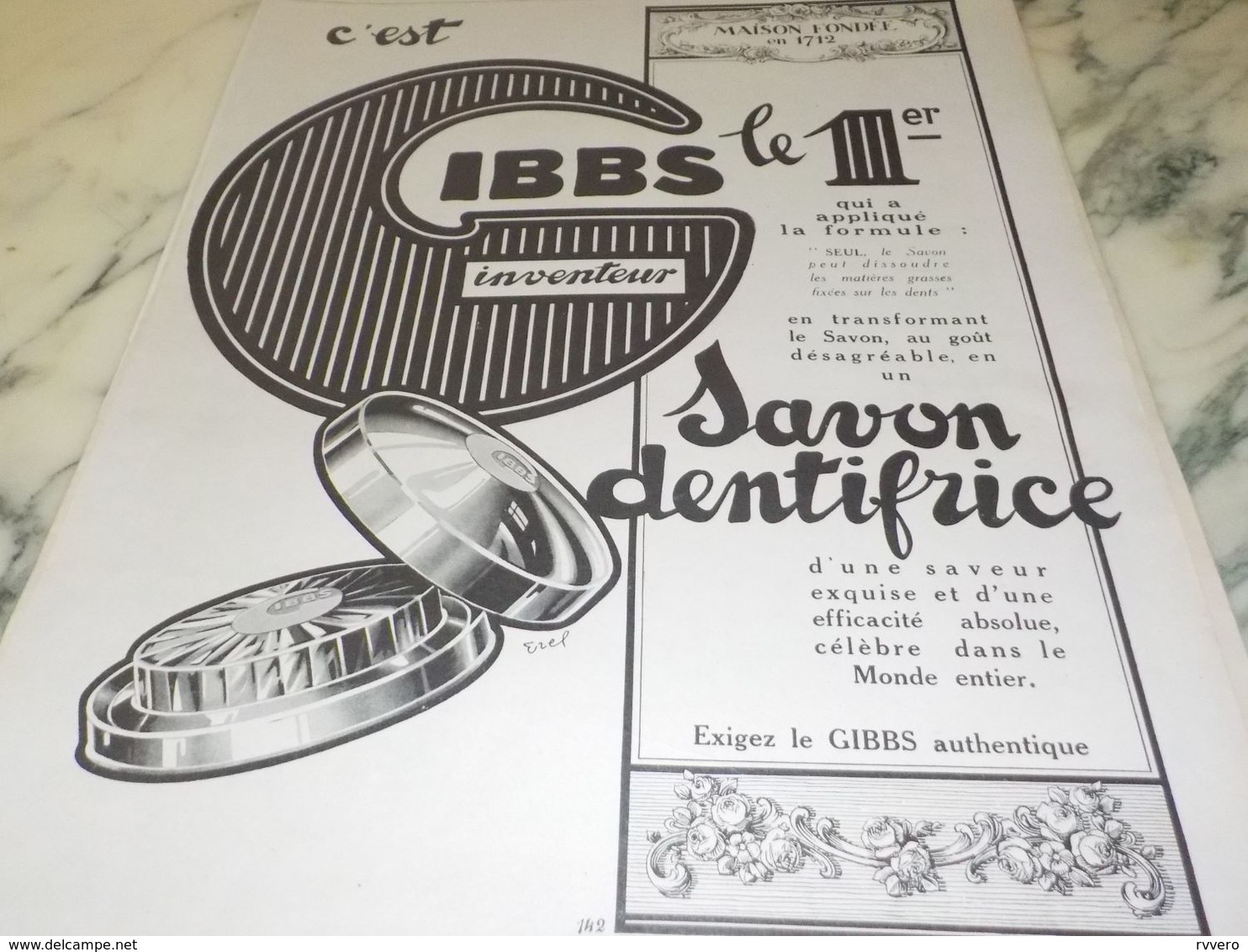 ANCIENNE PUBLICITE 1 ER SAVON DENTIFRICE  GIBBS  1927 - Other & Unclassified