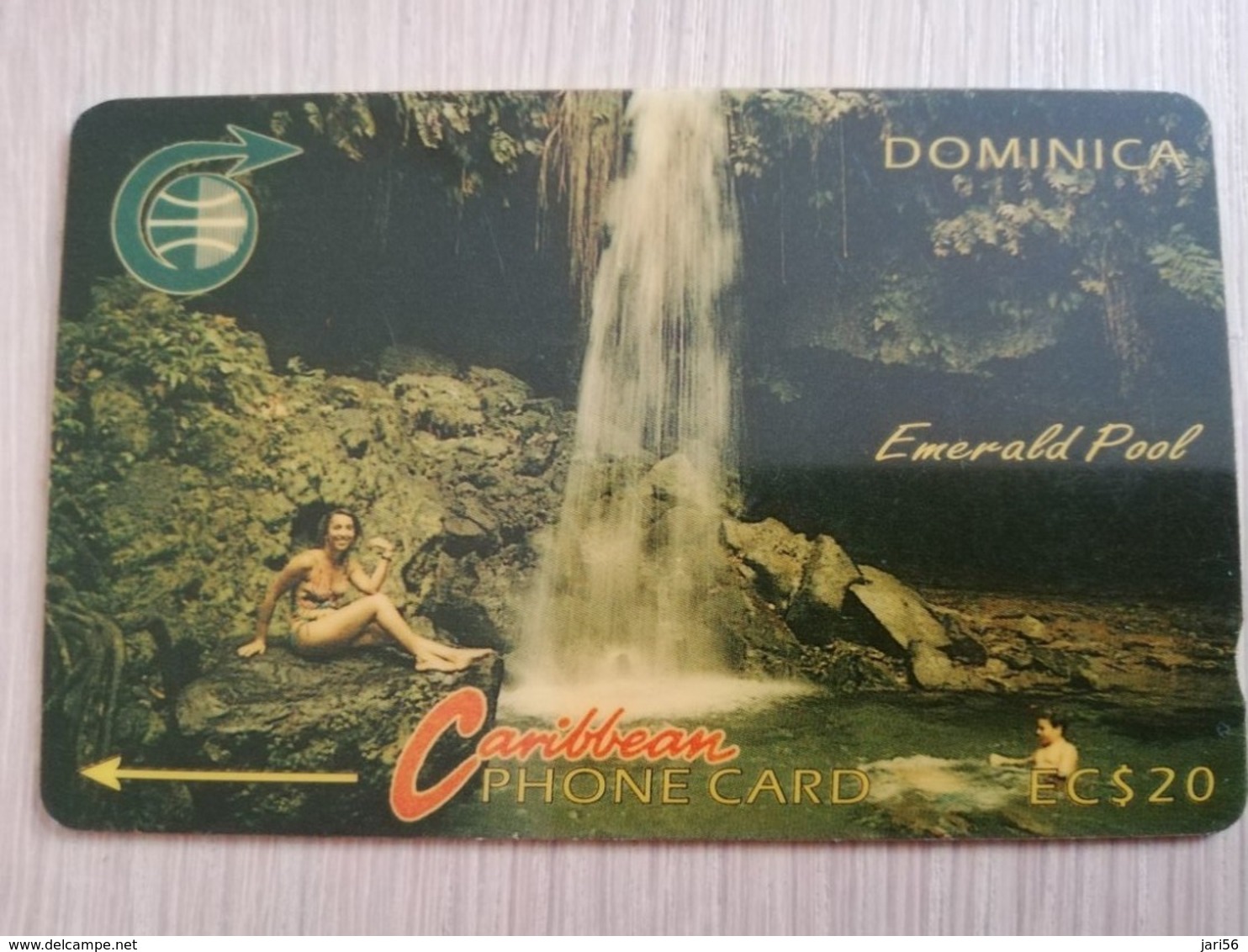 DOMINICA   GPT $ 20,-  EMERALD POOL      DOM-4B    4CDMB  WHITE BAR   Fine Used Card  ** 2783** - Dominica