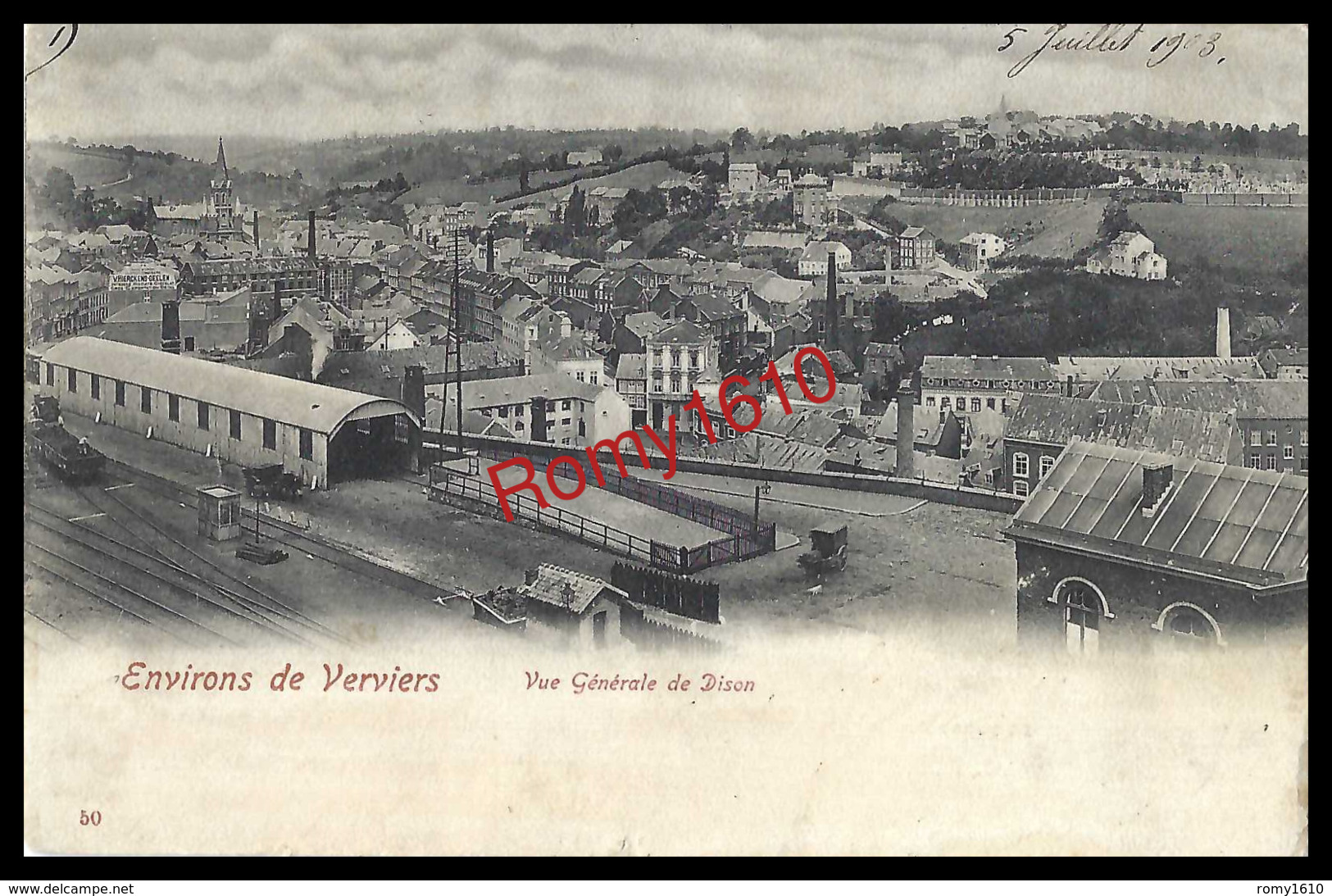 DISON   Environs De Verviers. Vue Générale, Chemin De Fer. Circulé En 1903. - Dison