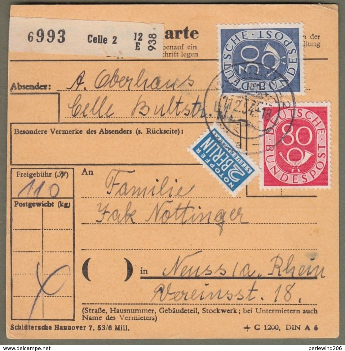 Bund: Paketkarte Mi.-Nr. 132 U. 137: " Dauerserie  Posthorn " !  X - Usados