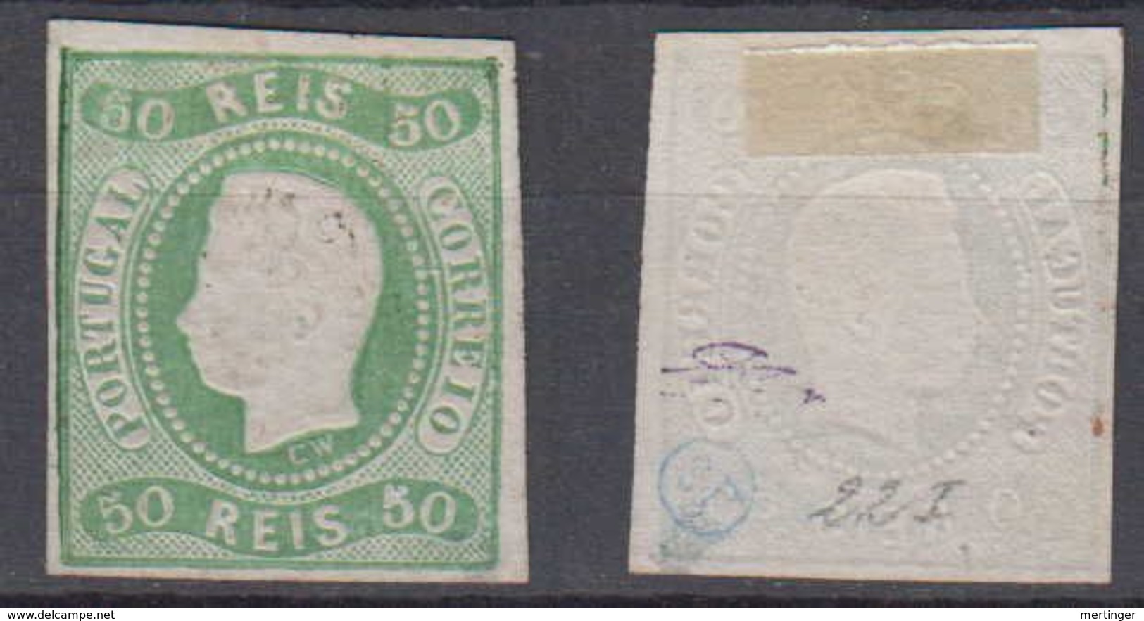 Portugal Mi# 21 (*) Mint 50R Luis I 1866 - Unused Stamps