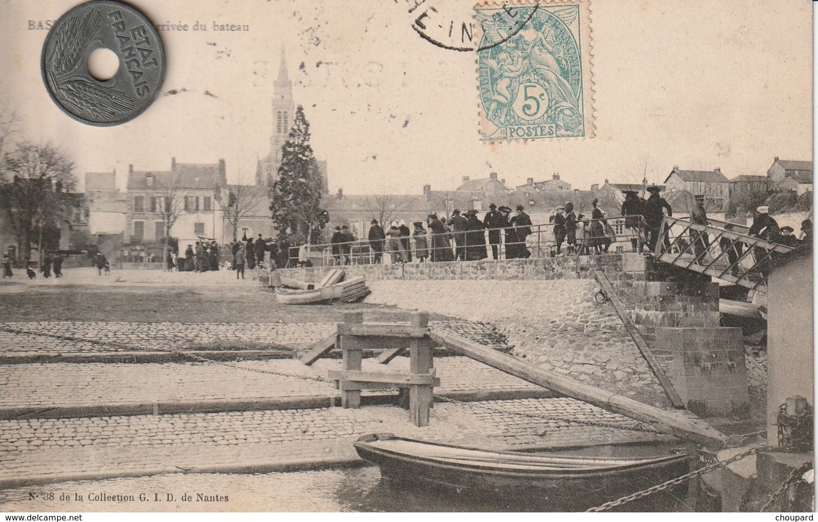 44 - Très Belle Carte Postale Ancienne De  Basse Indre   L'Arrivée Du Bateau - Basse-Indre