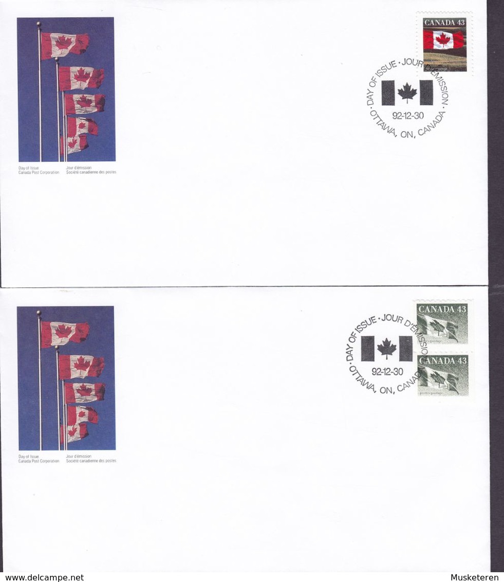 Canada Premier Jour Lettres FDC Covers OTTAWA 1992 Flag Flagge - 1991-2000