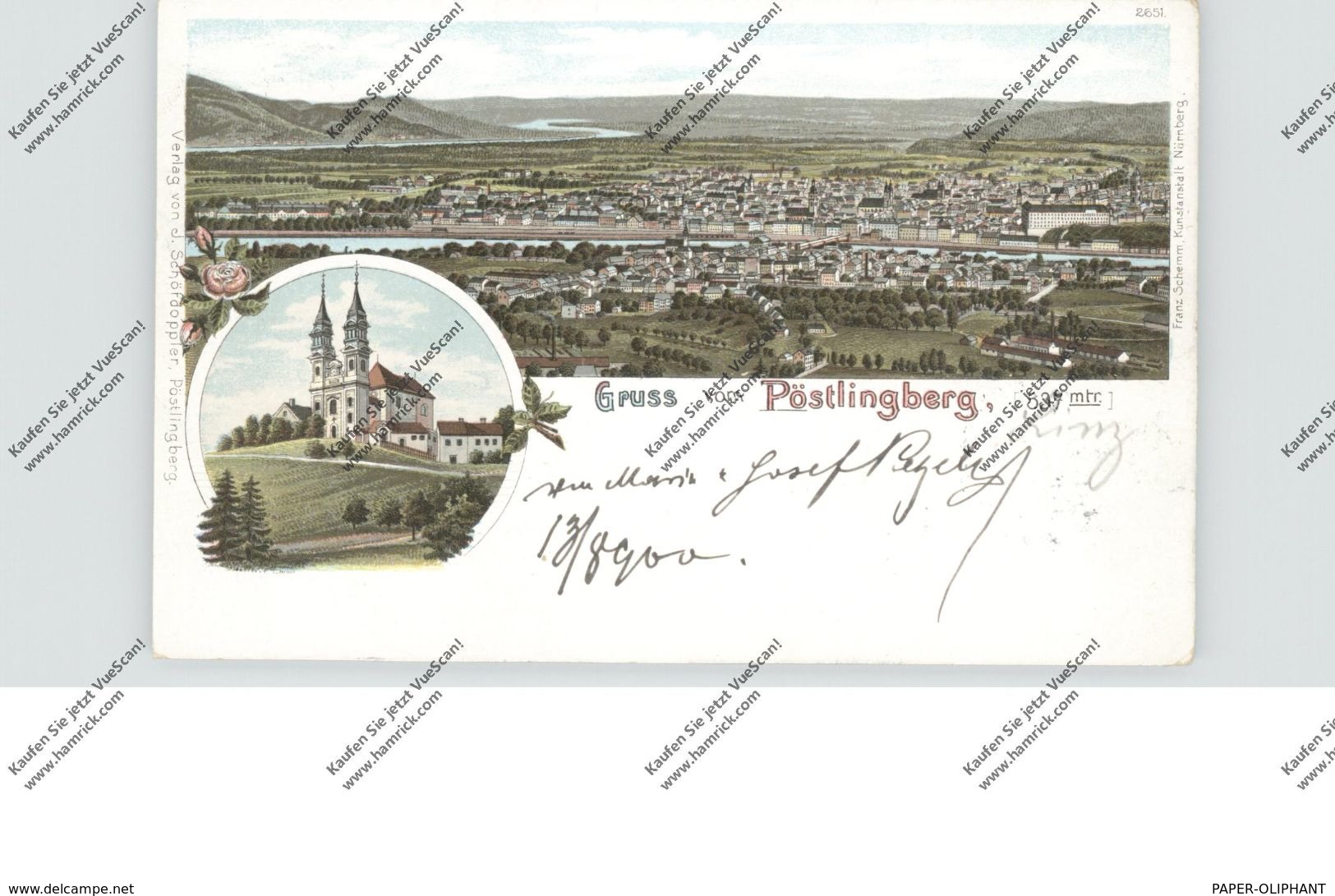 A 4000 LINZ - PÖSTLINGBERG, Lithographie, Kirche Und Panorama Von Linz - Linz Pöstlingberg