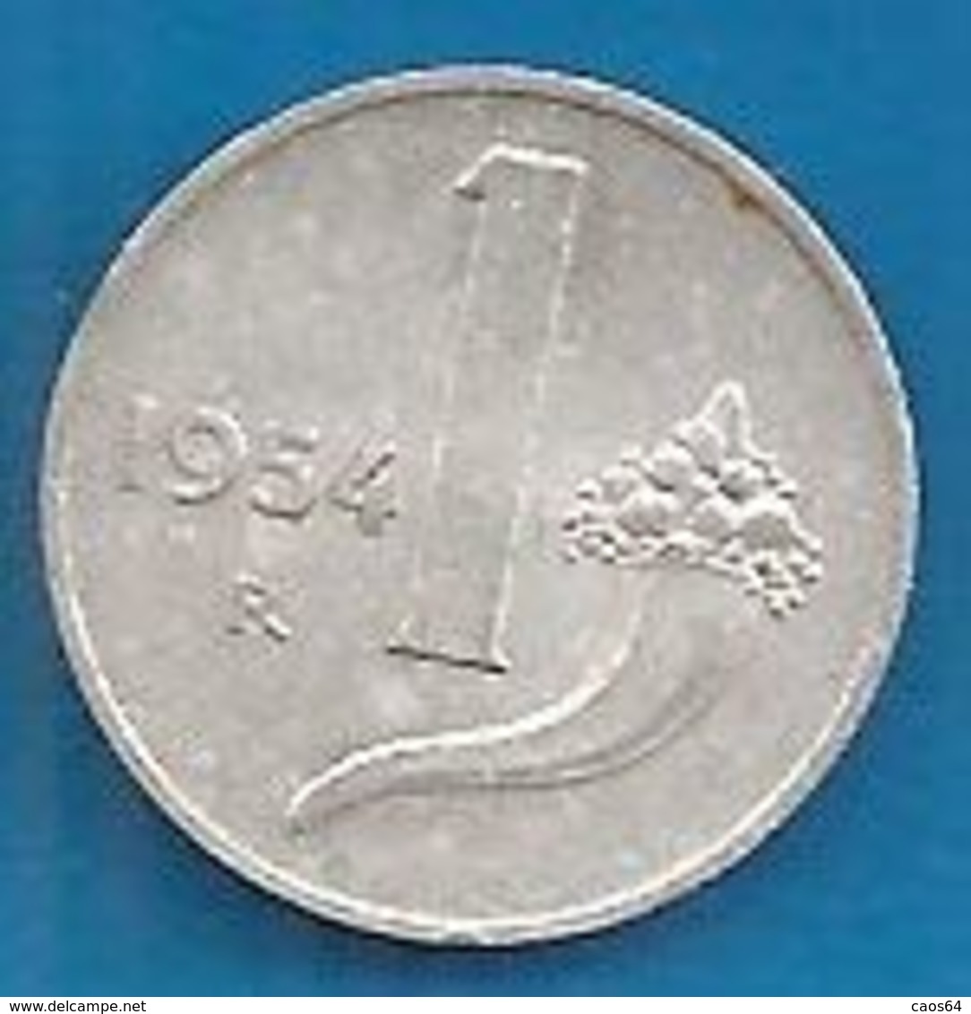 1954 R - ITALIA 1 Lira Cornucopia / Bilancia - Circolata - 1 Lira