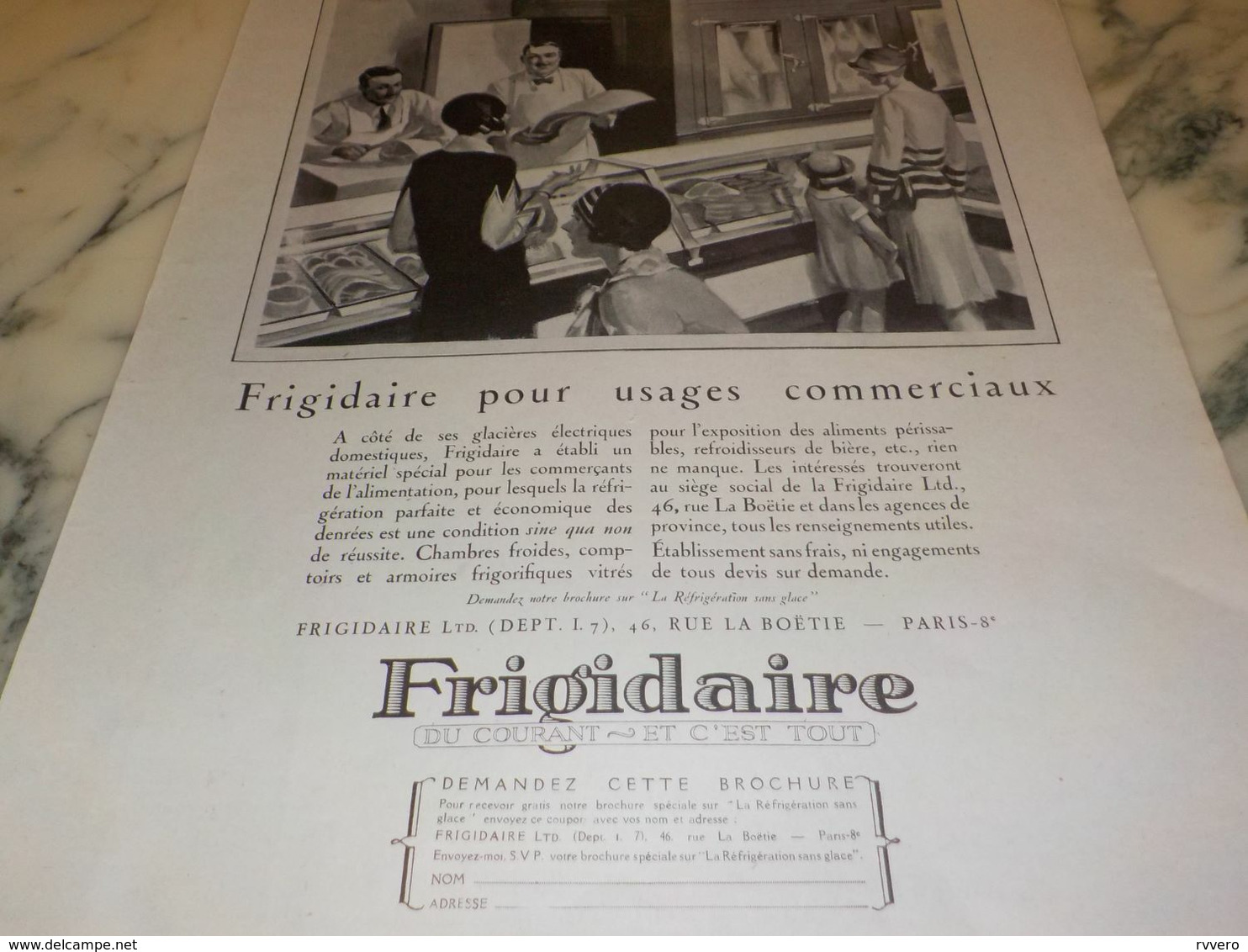 ANCIENNE PUBLICITE POUR USAGES COMMERCIAUX  FRIGIDAIRE  1927 - Andere Geräte