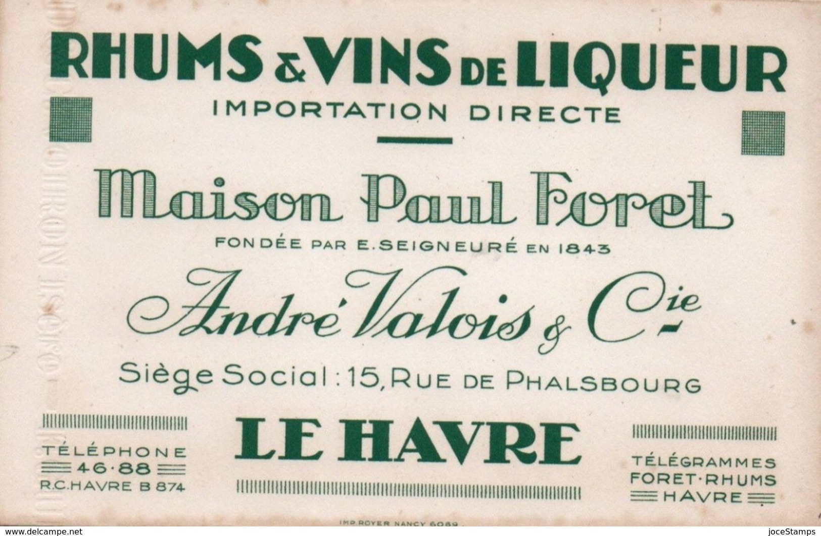2 Buvards  PAUL FORET - ANDRE VALOIS Succ LE HAVRE - RHUMS ZITA - MD - CECILIA - P. - Liquore & Birra