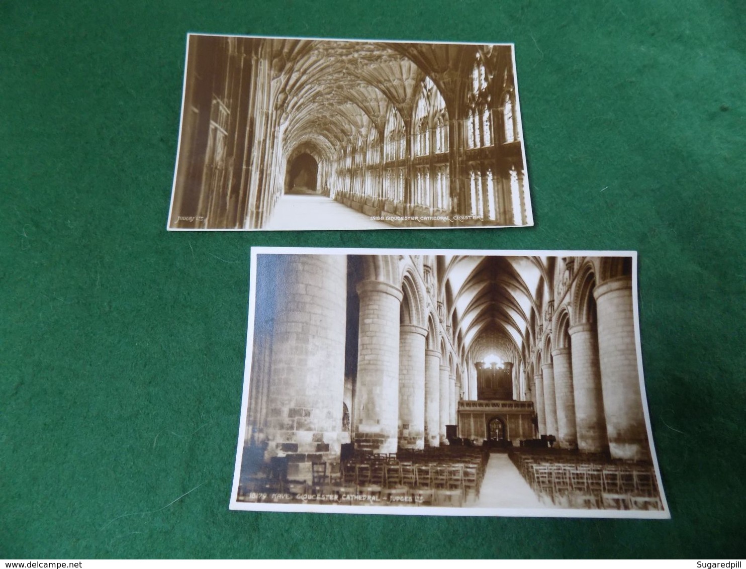 VINTAGE UK ENGLAND GLOUCESTERSHIRE: GLOUCESTER Cathredral Interiors X2 Sepia Judges - Gloucester