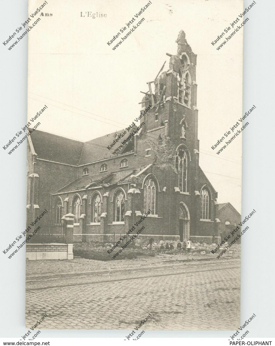 B 4431 ANS, Zerstörungen 1.Weltkrieg, Kirche, Feldpost Kaiserl. Etappen Telegraphen Amt Verviers - Ans