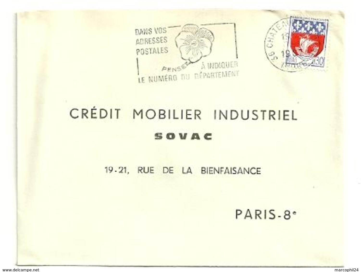 INDRE - Dépt N° 36 = CHATEAUROUX GARE 1967 = FLAMME Codée =  SECAP Multiple ' PENSEZ + CODIFIEZ' = Pensée N° 2 - Zipcode