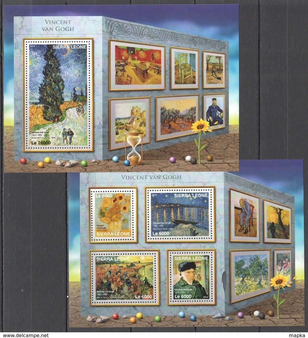 ST338 2016 SIERRA LEONE ART PAINTINGS VINCENT VAN GOGH KB+BL MNH STAMPS - Other & Unclassified