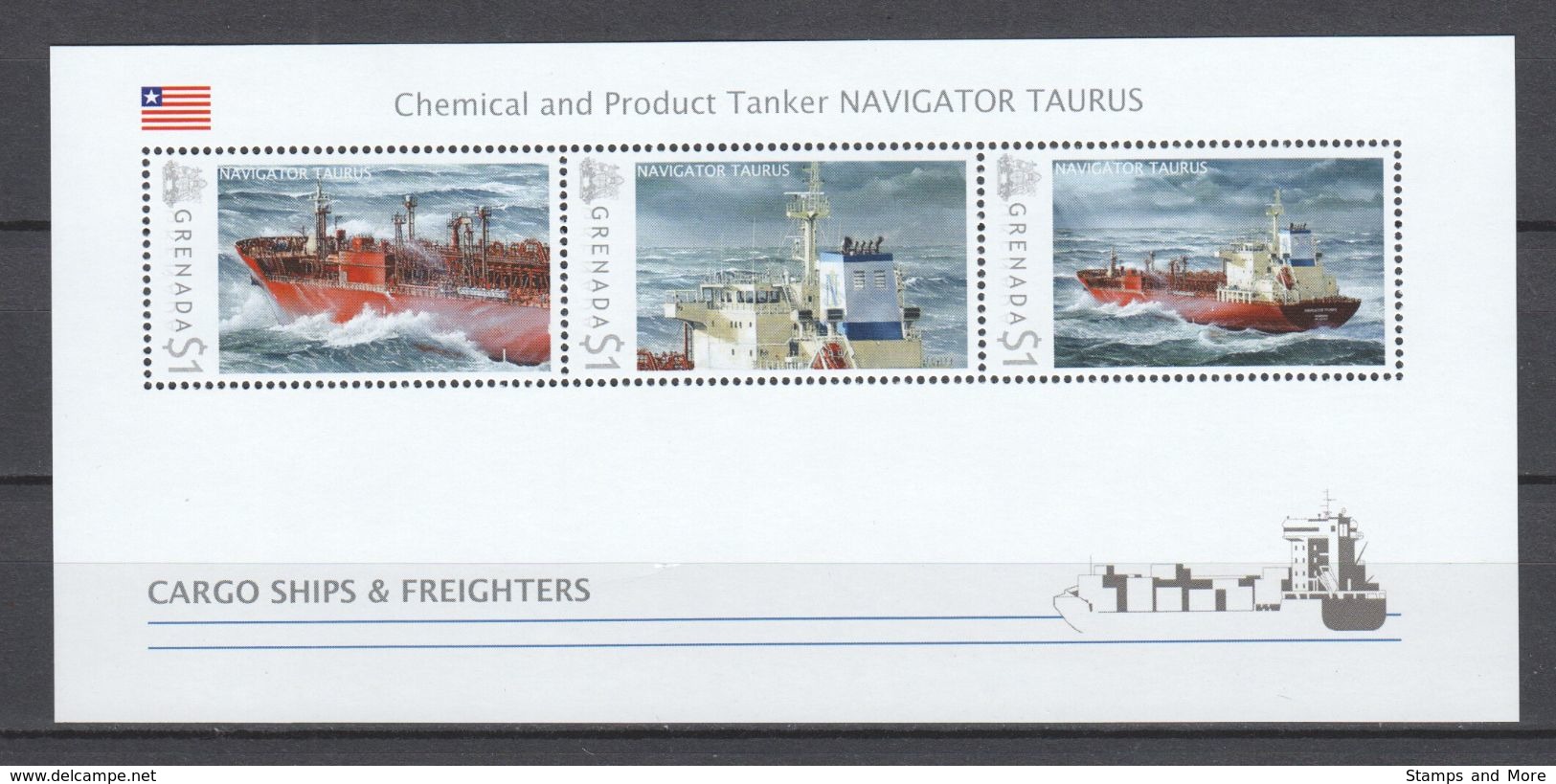 Grenada MNH Sheet - CHEMICAL TANKER MS NAVIGATOR TAURUS - Barcos