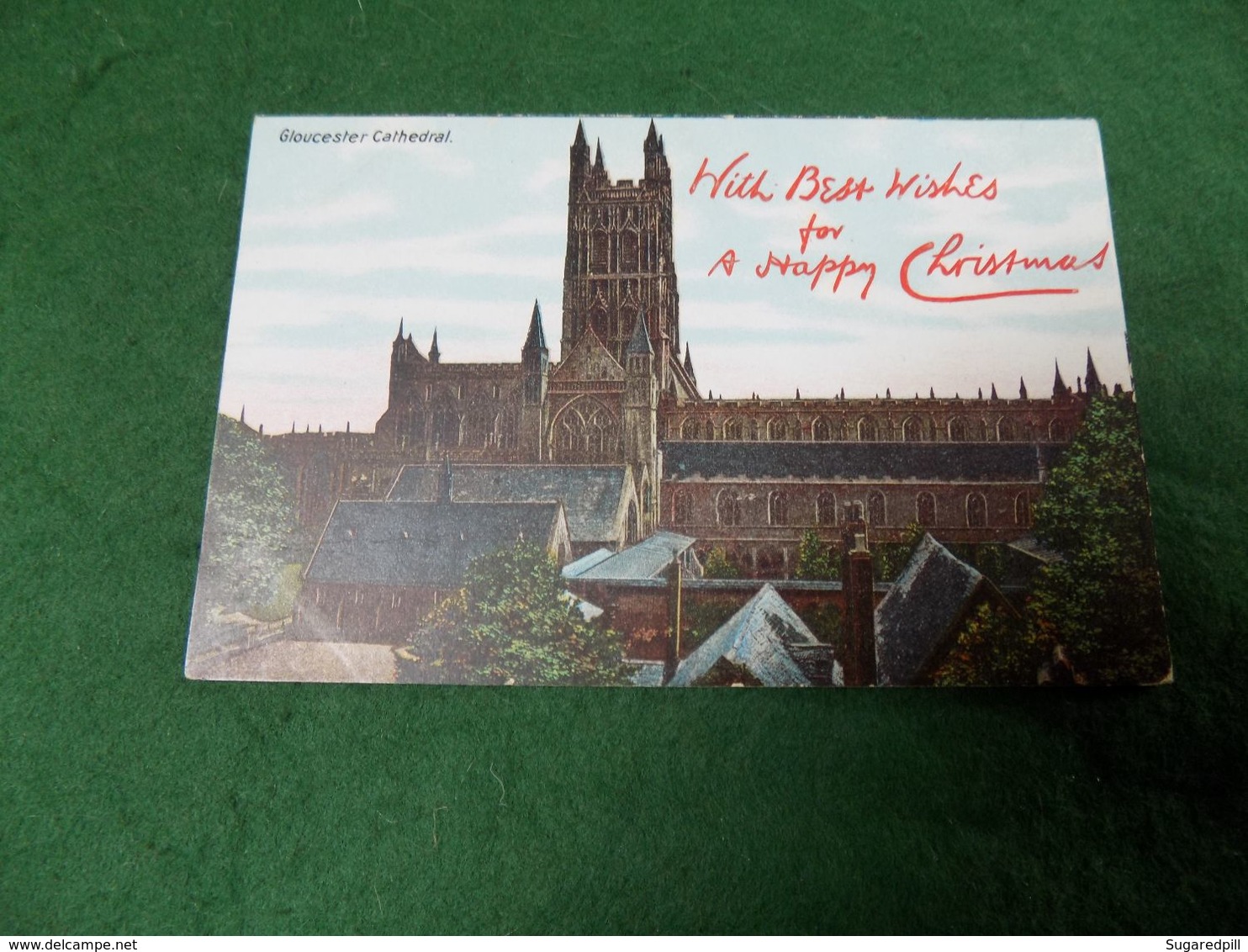 VINTAGE UK ENGLAND GLOUCESTERSHIRE: GLOUCESTER Cathedral Happy Christmas Tint Davies - Gloucester