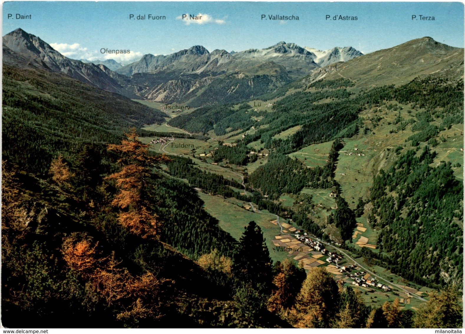 Panorama Val Müstair Vom Piz Lad Gegen Ofenpass - Tschierv - Fuldera - Valchava (30-329) * 24. 9. 1983 - Fuldera