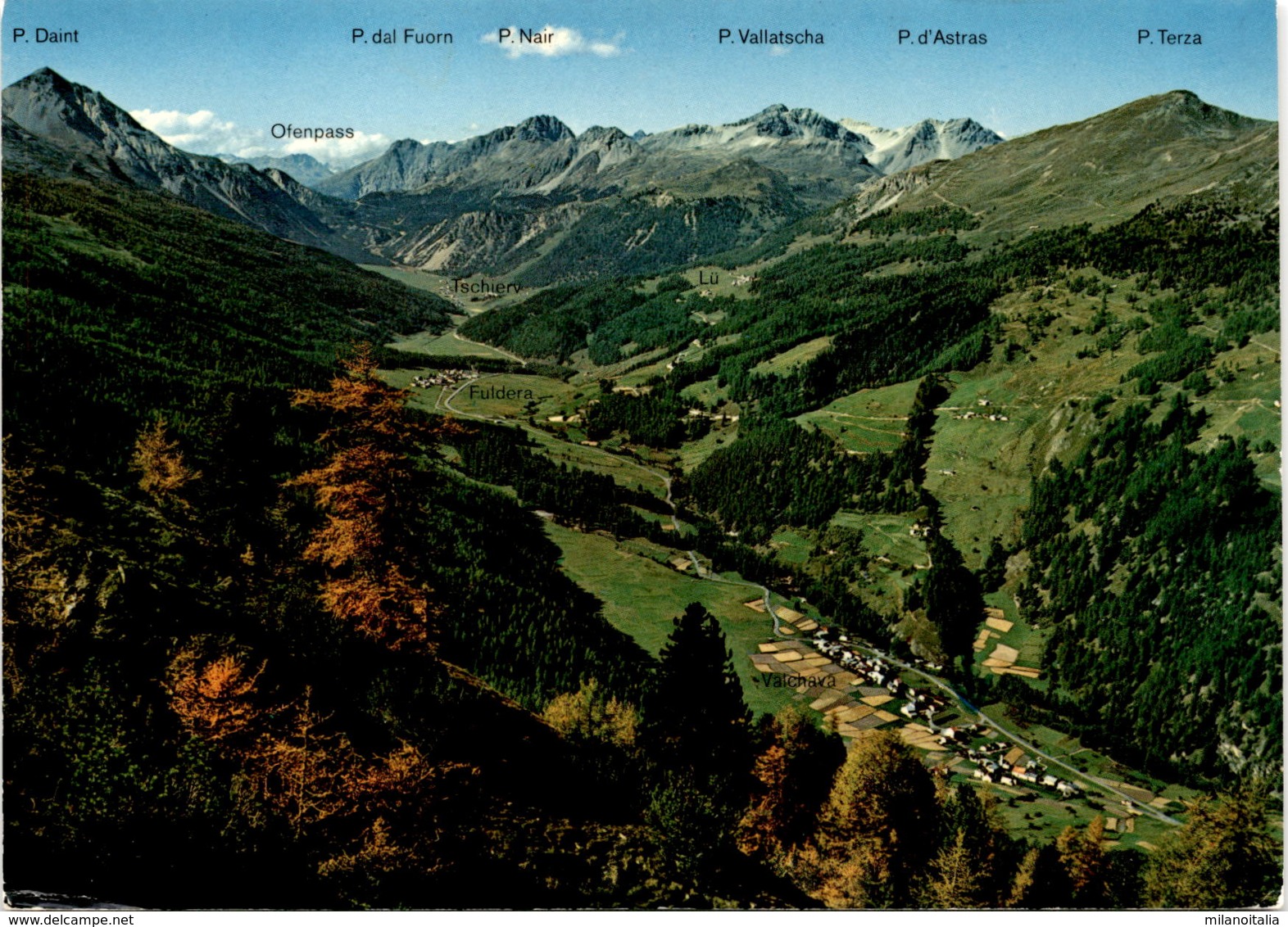 Panorama Val Müstair Vom Piz Lad Gegen Ofenpass - Tschierv - Fuldera - Valchava (30-329) * 22. 8. 1983 - Fuldera