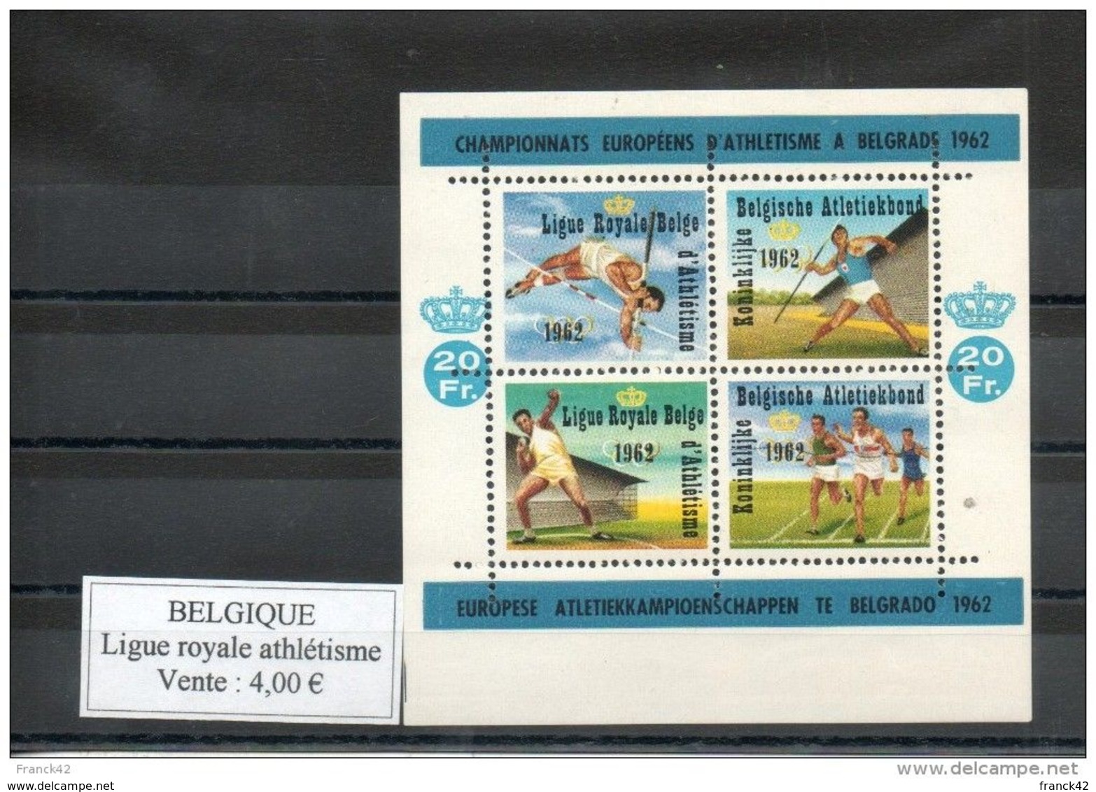 Belgique. Ligue Royale D'athlétisme. 1962. Championnats Européens à Belgrade - Erinnophilie [E]