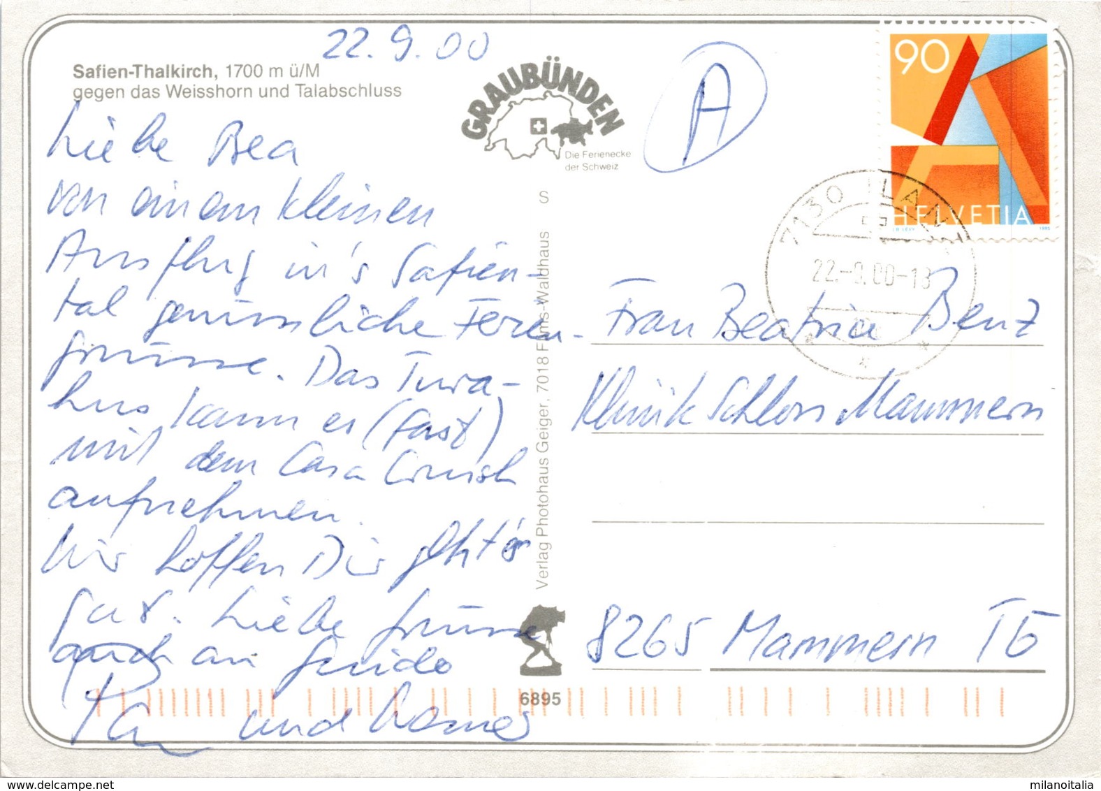 Safien-Thalkirch Gegen Das Weisshorn Und Talabschluss (6895) * 22. 9. 2000 - Safien